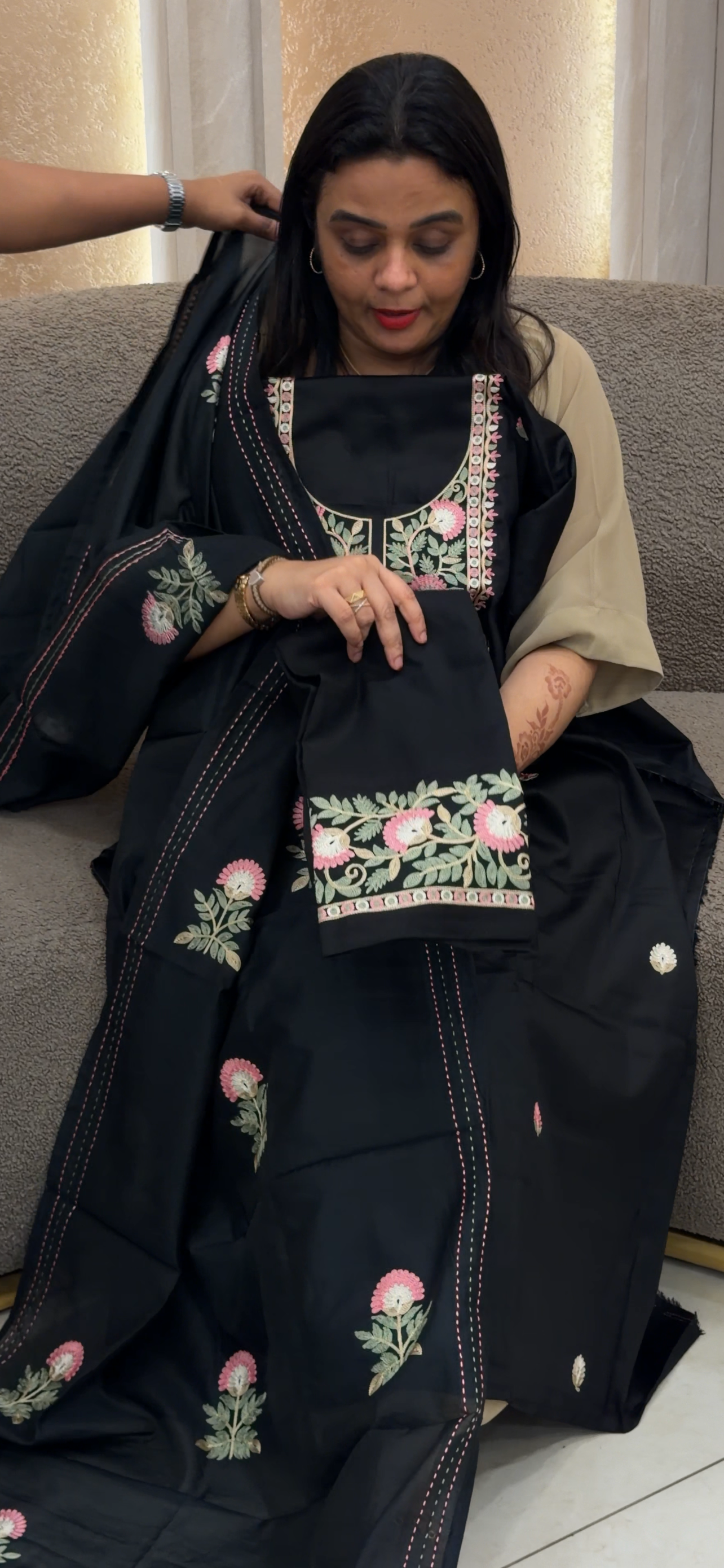MUL CHANDERI UNSTITCHED SALWAR SUITS - IHA 33068