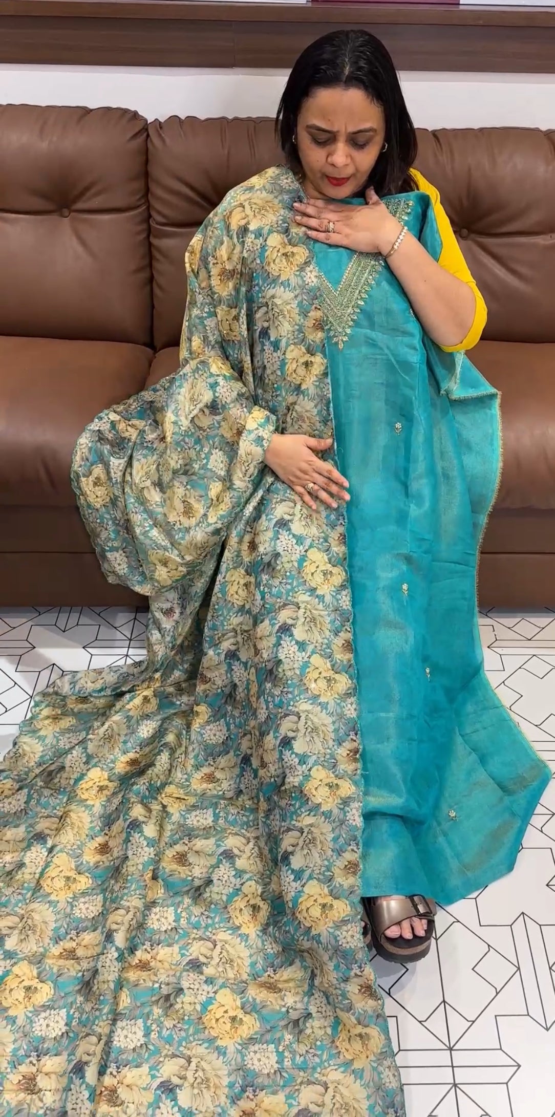 BANARASI TISSUE UNSTITCHED SALWAR SUITS - IHA 22206