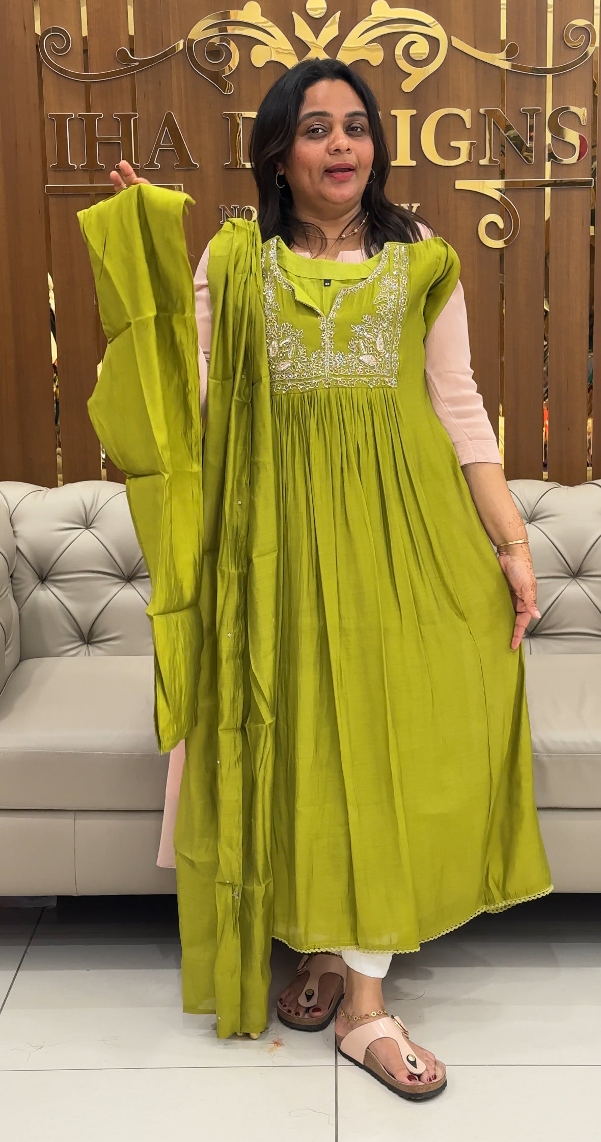 MALAI CHANDERI TOP,BOTTOM AND DUPATTA - IHA 27452