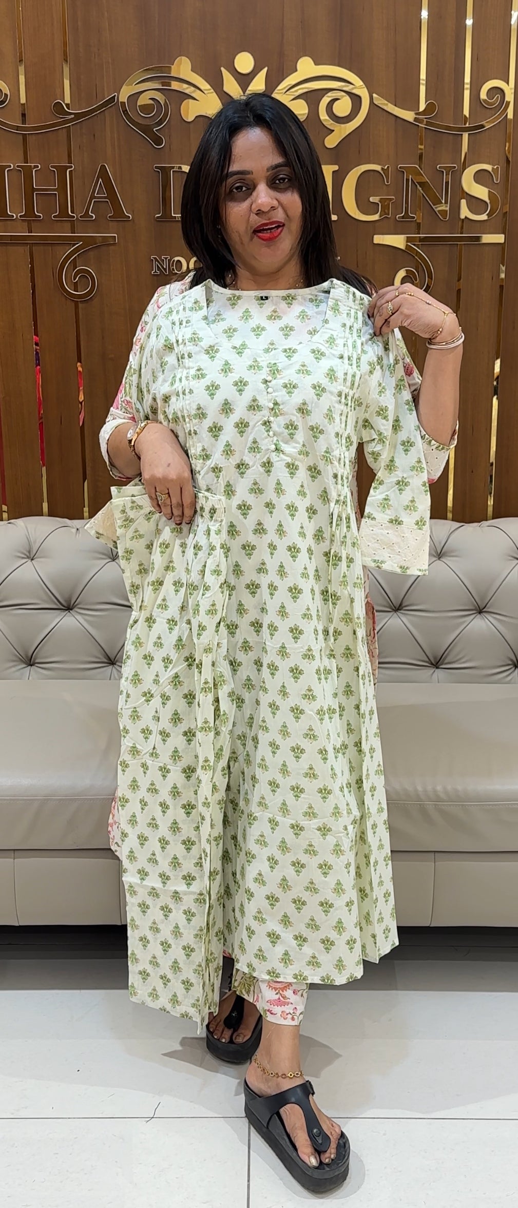 COTTON PRINTED ALINE TOP AND BOTTOM - IHA 24525