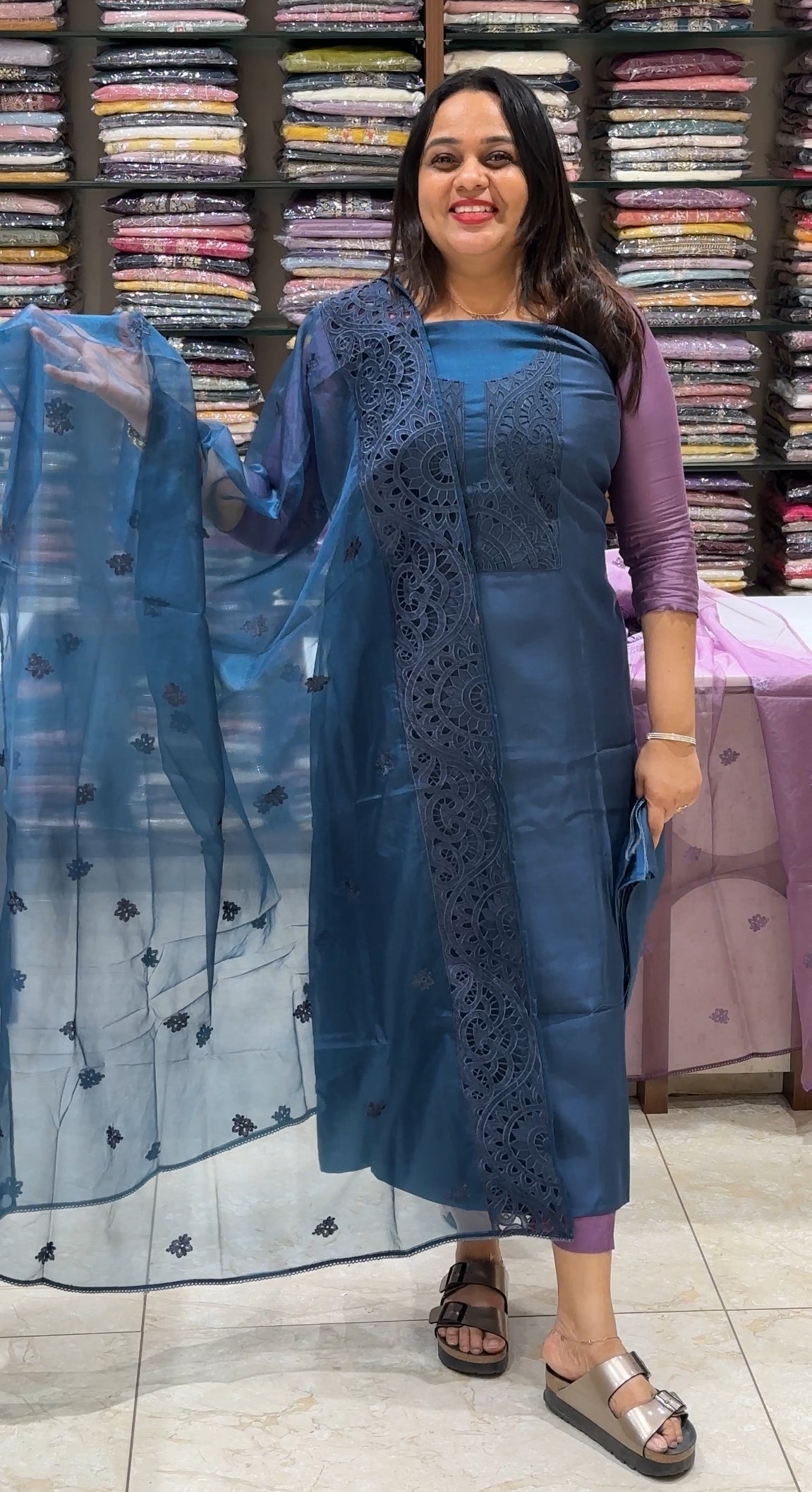 CUT WORKED UNSTITCHED SALWAR SUITS - IHA 22199