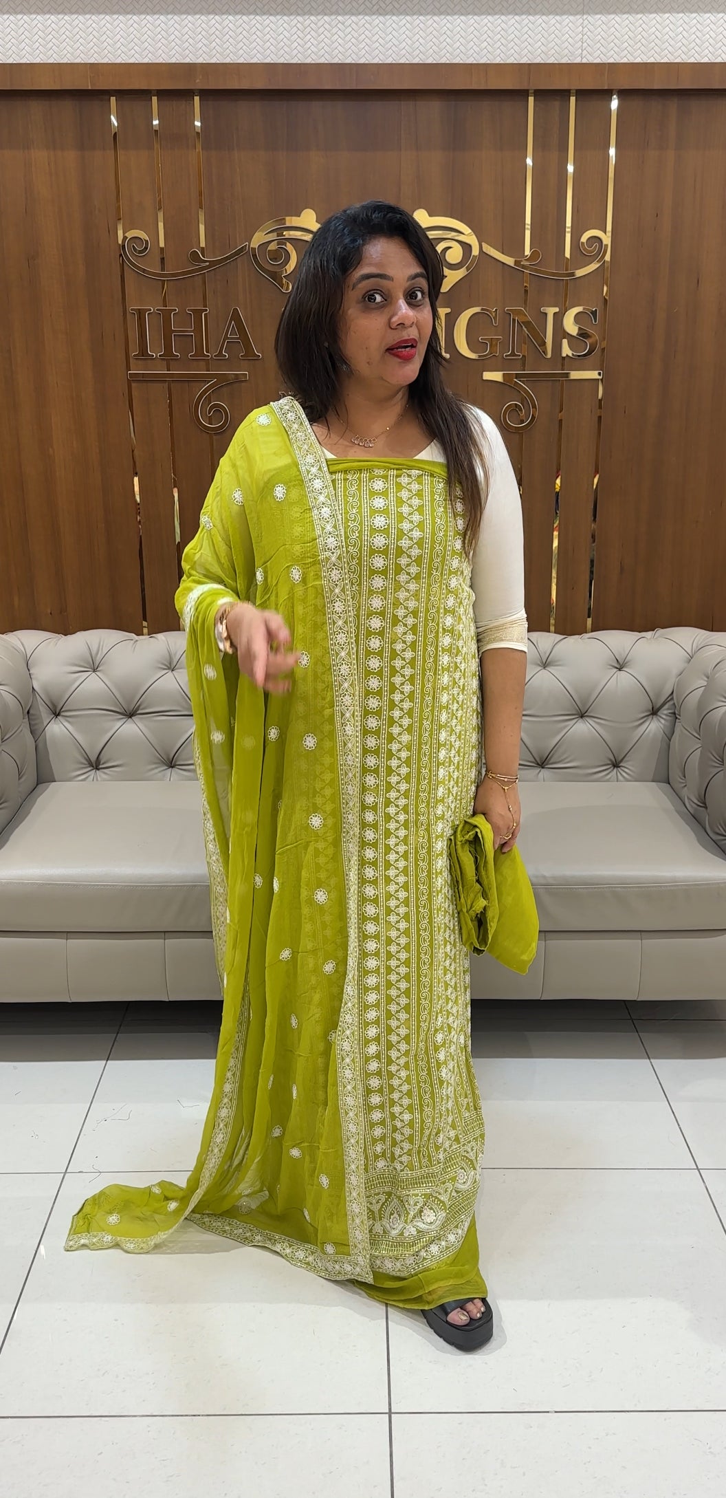 GEORGETTE LUCKNOWI UNSTITCHED SALWAR SUITS - IHA 24489