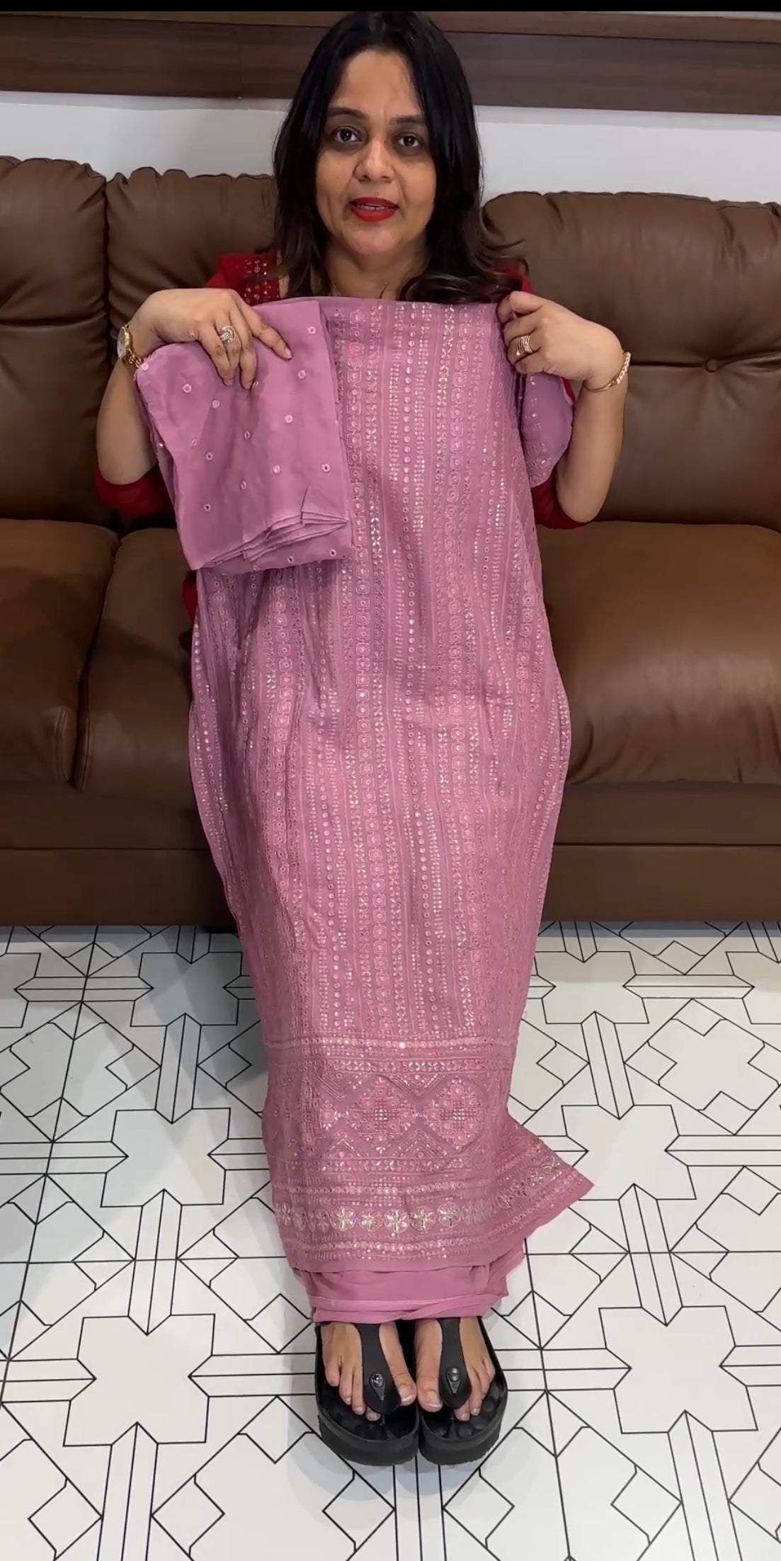 LUCKNOWI CHIKANKARI UNSTITCHED SALWAR SUITS - IHA 22240
