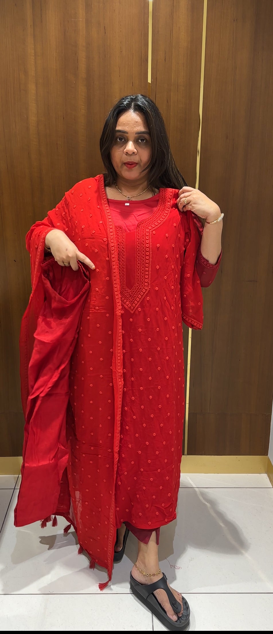 LUCKNOWI CHIKAMKARI TOP,BOTTOM AND DUPATTA - IHA 22779