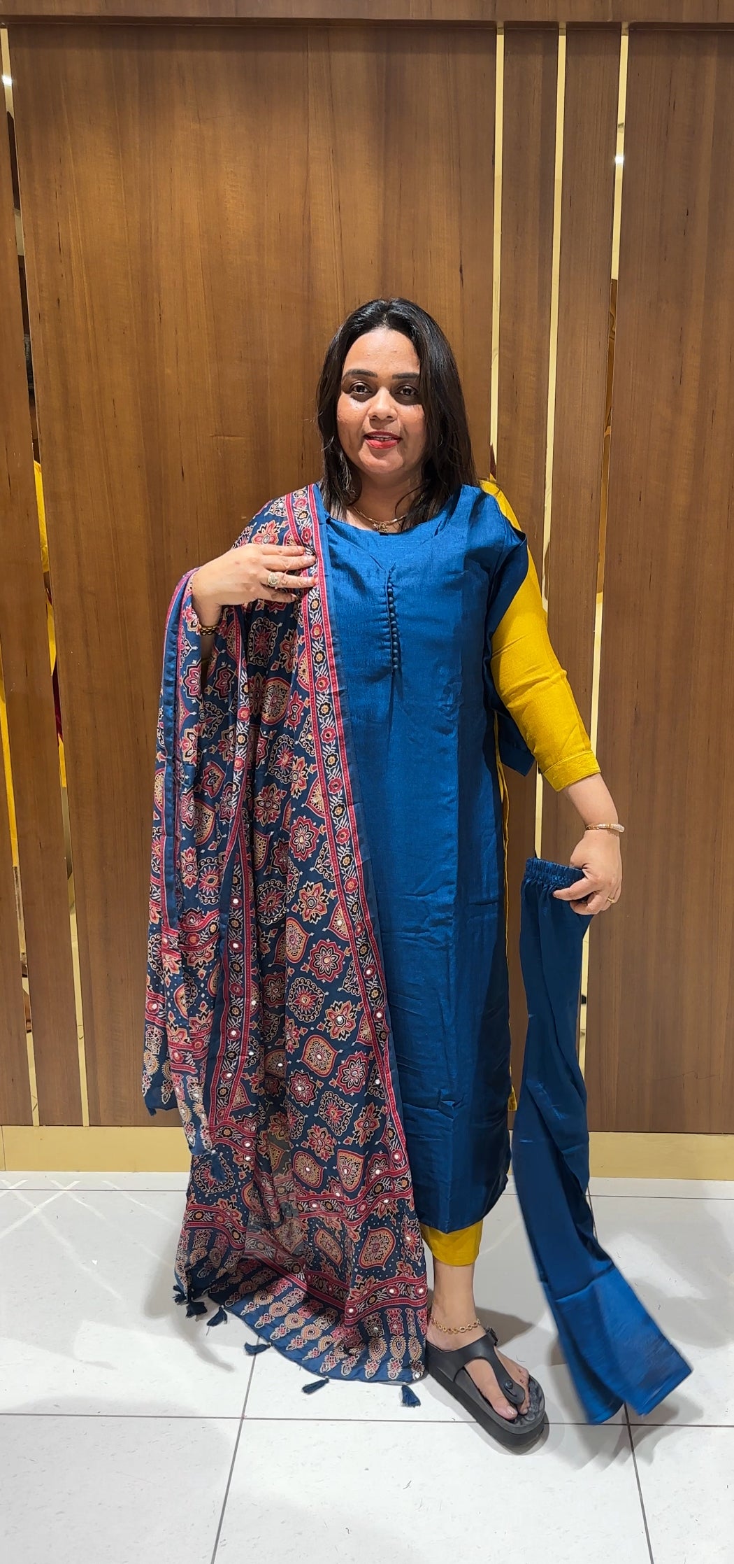 SEMI RAW SILK TOP,BOTTOM AND DUPATTA - IHA 22780