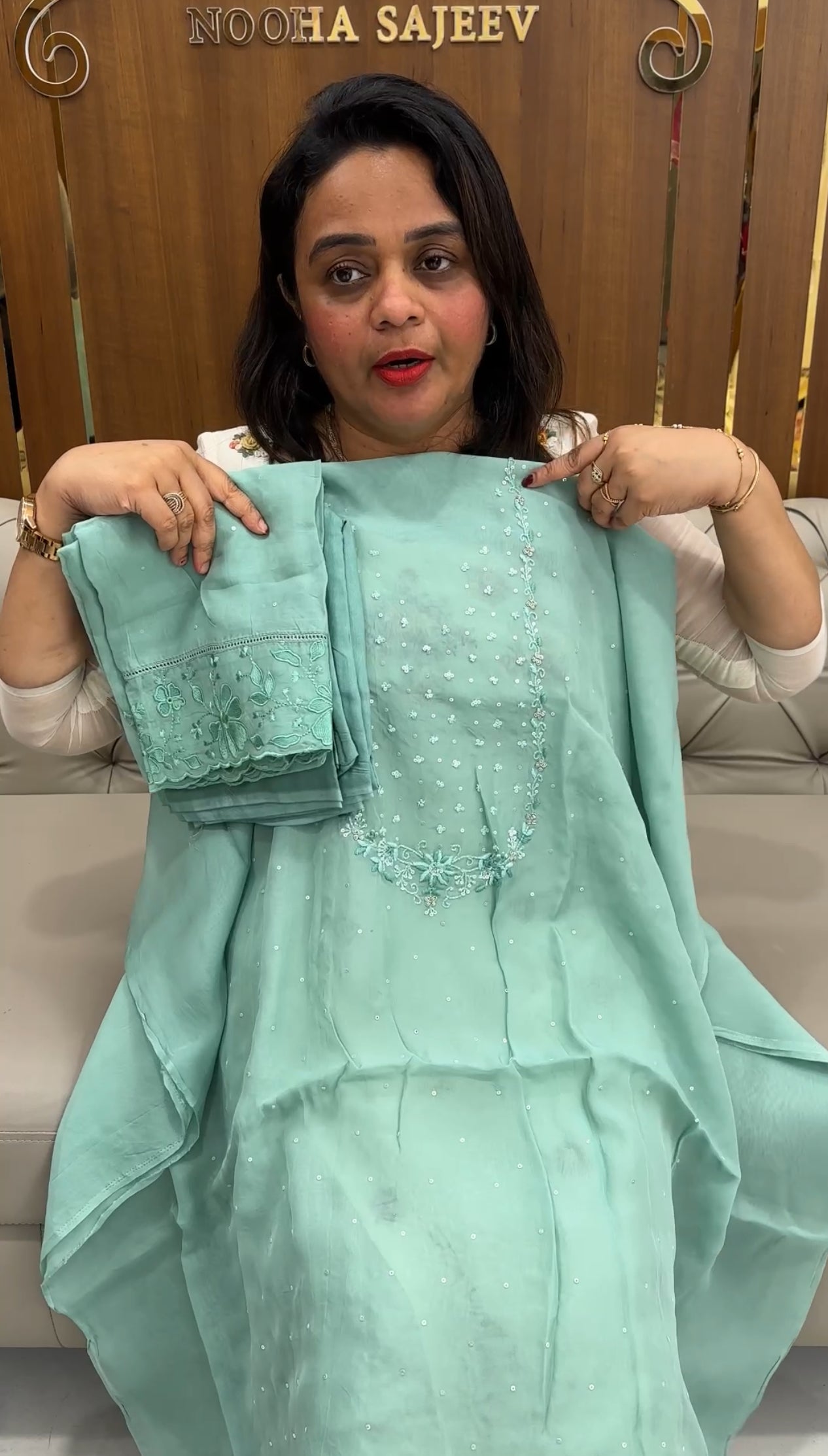 VISCOSE ORGANZA UNSTITCHED SALWAR SUITS - IHA 25914