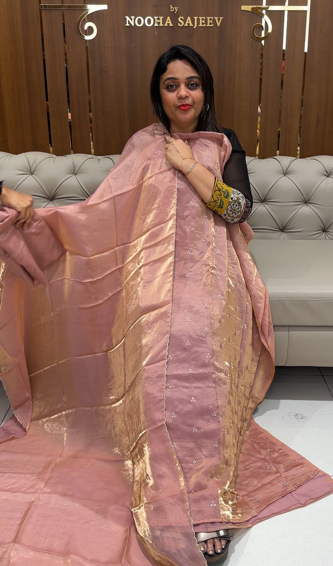 VELVET ORGANZA UNATITCHED SALWAR SUITS - IHA 24168