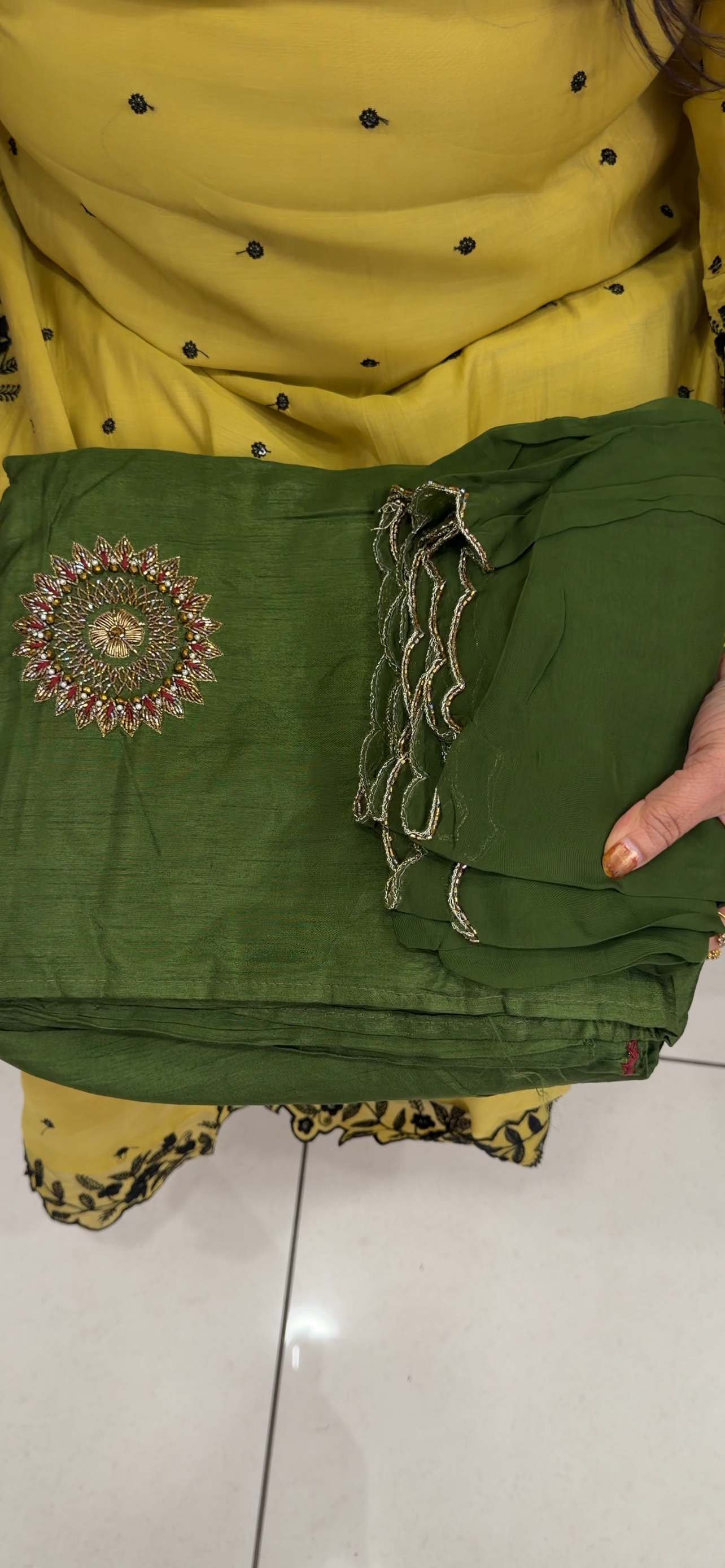 HANDWORKED UNSTITCHED SALWAR SUITS - IHA 33554