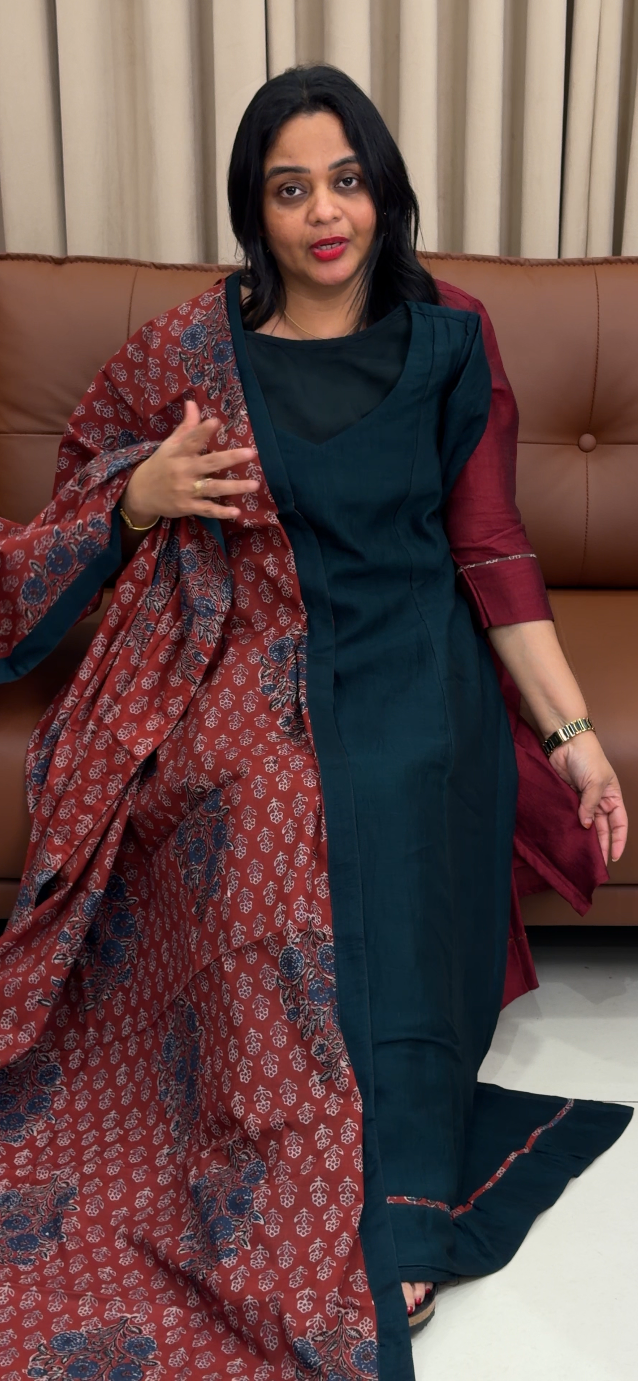 IHA'S IN-HOUSE SEMI RAW SILK ALINE TOP AND DUPATTA - IHA 34242