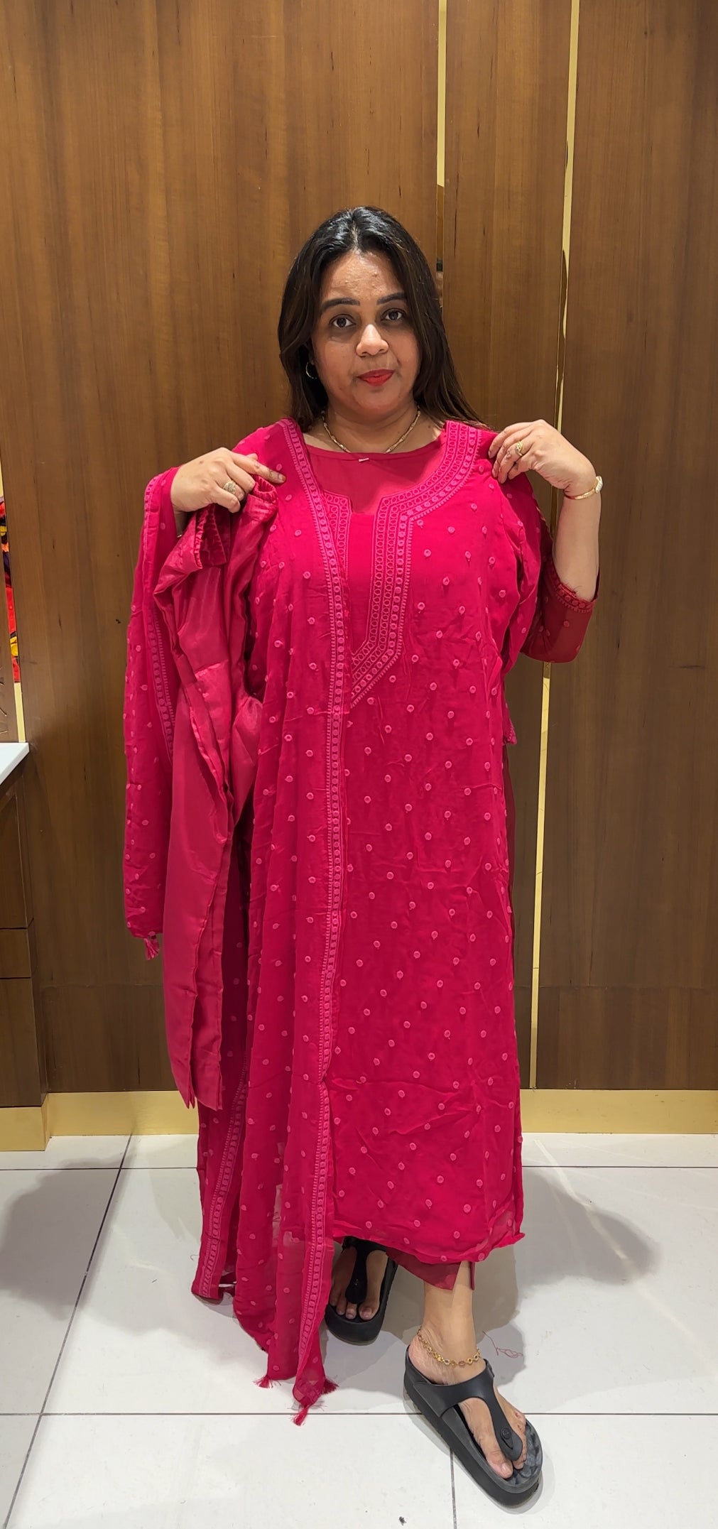 LUCKNOWI CHIKAMKARI TOP,BOTTOM AND DUPATTA - IHA 22779