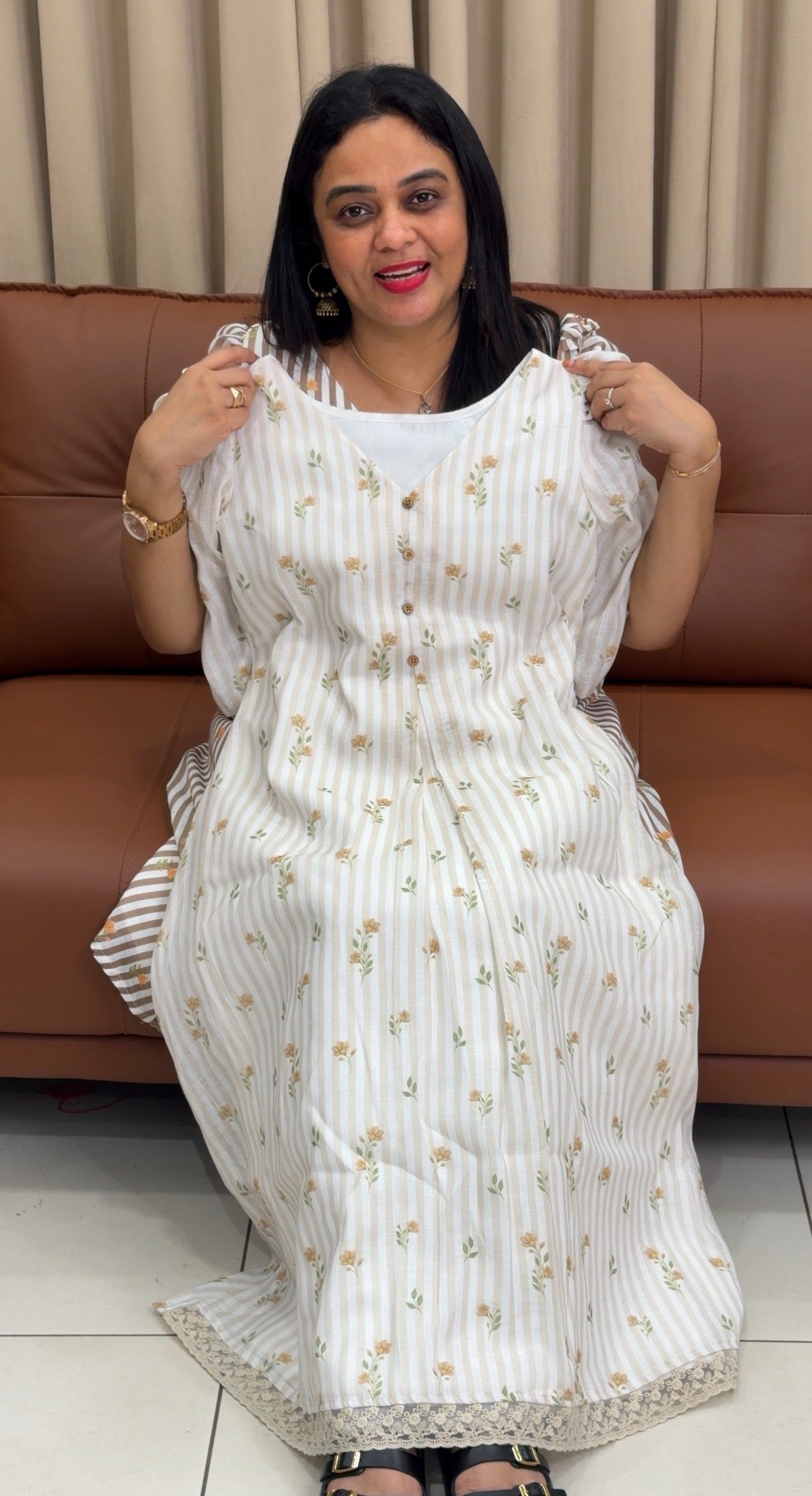IHA'S IN-HOUSE PRINTED LINEN FROCKS - IHA 33961