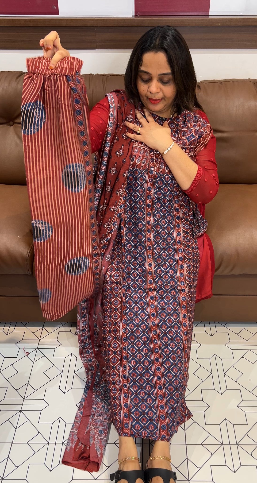 MODAL SLITTED TOP, BOTTOM AND DUPATTA - IHA 22783