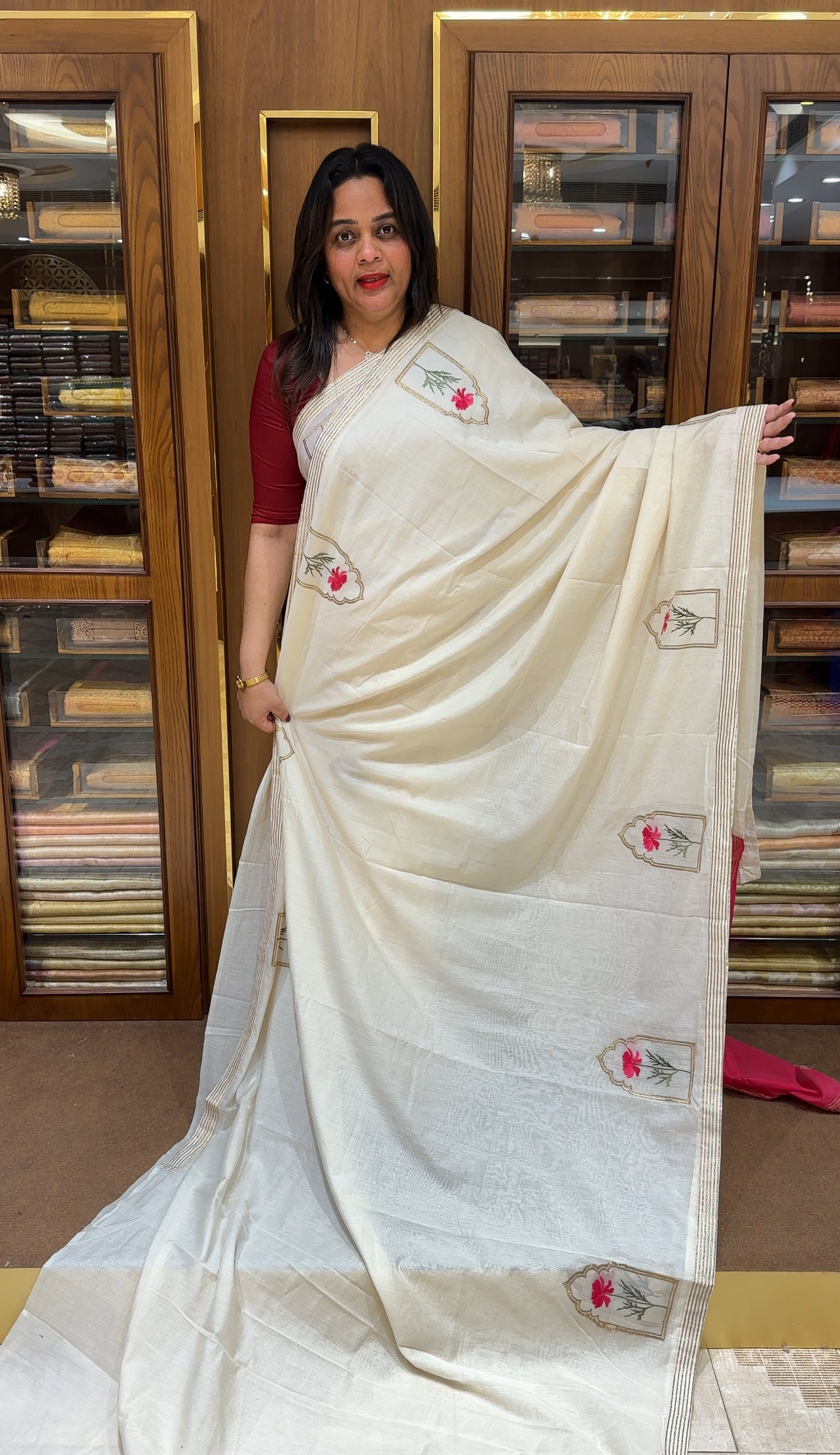 IHA'S IN-HOUSE MALAI CHANDERI SAREES - IHA 26042