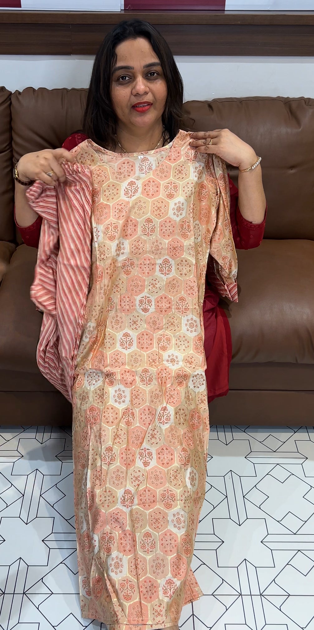 DIGITAL PRINTED LONG SLITTED TOP AND BOTTOM - IHA 22765