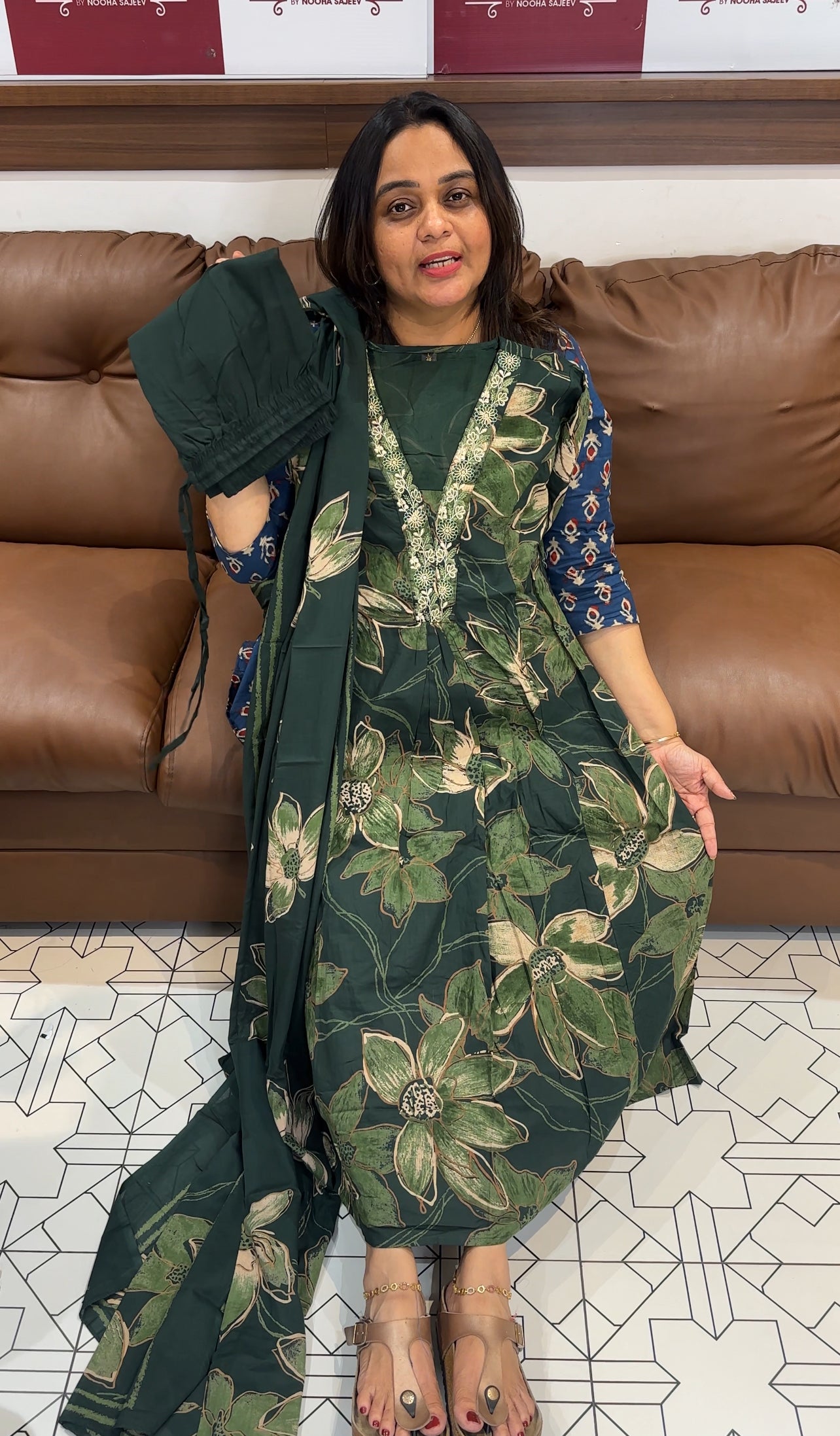 PRINTED COTTON TOP, BOTTOM AND DUPATTA - IHA 27275