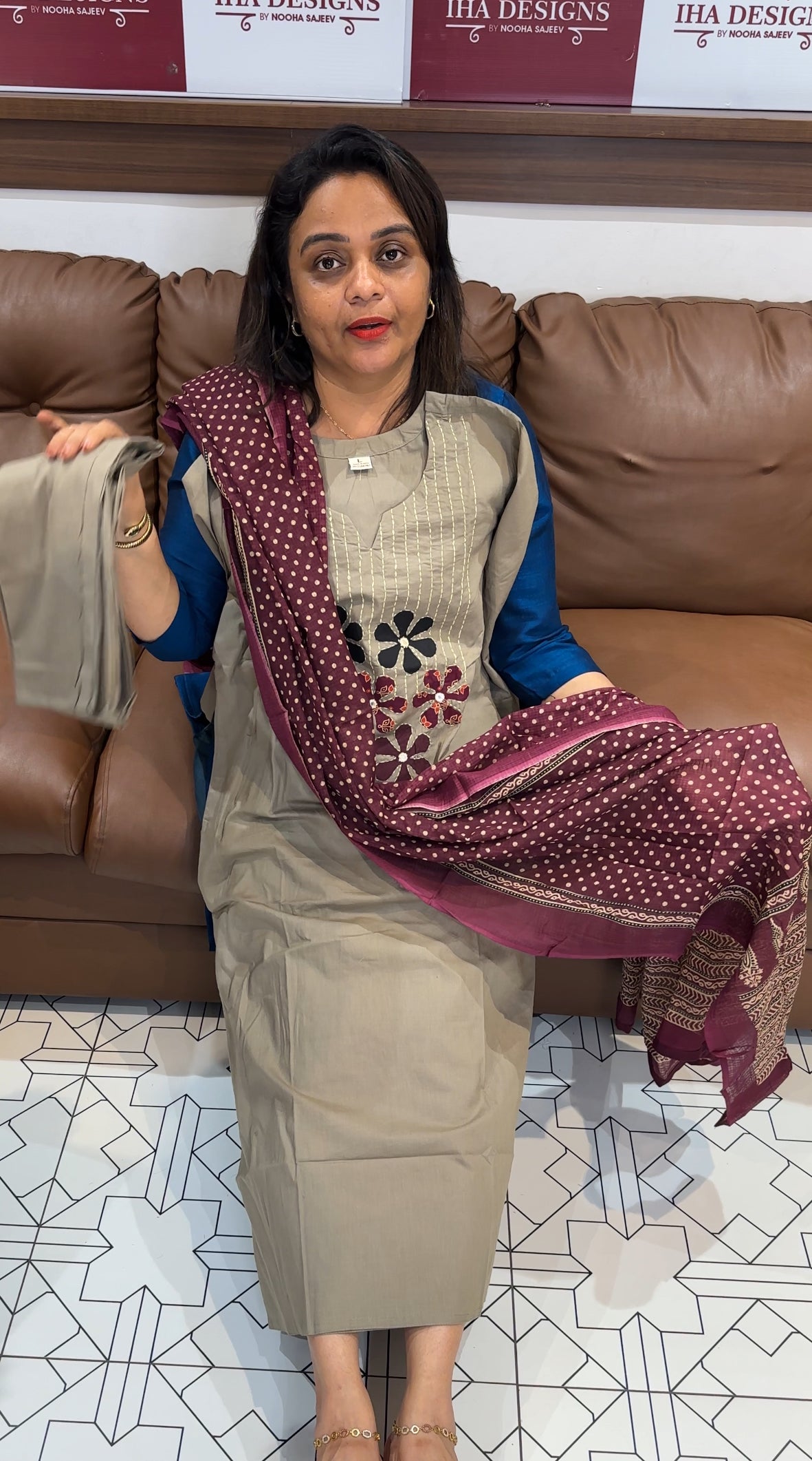 COTTON TOP, BOTTOM AND DUPATTA - IHA 24844