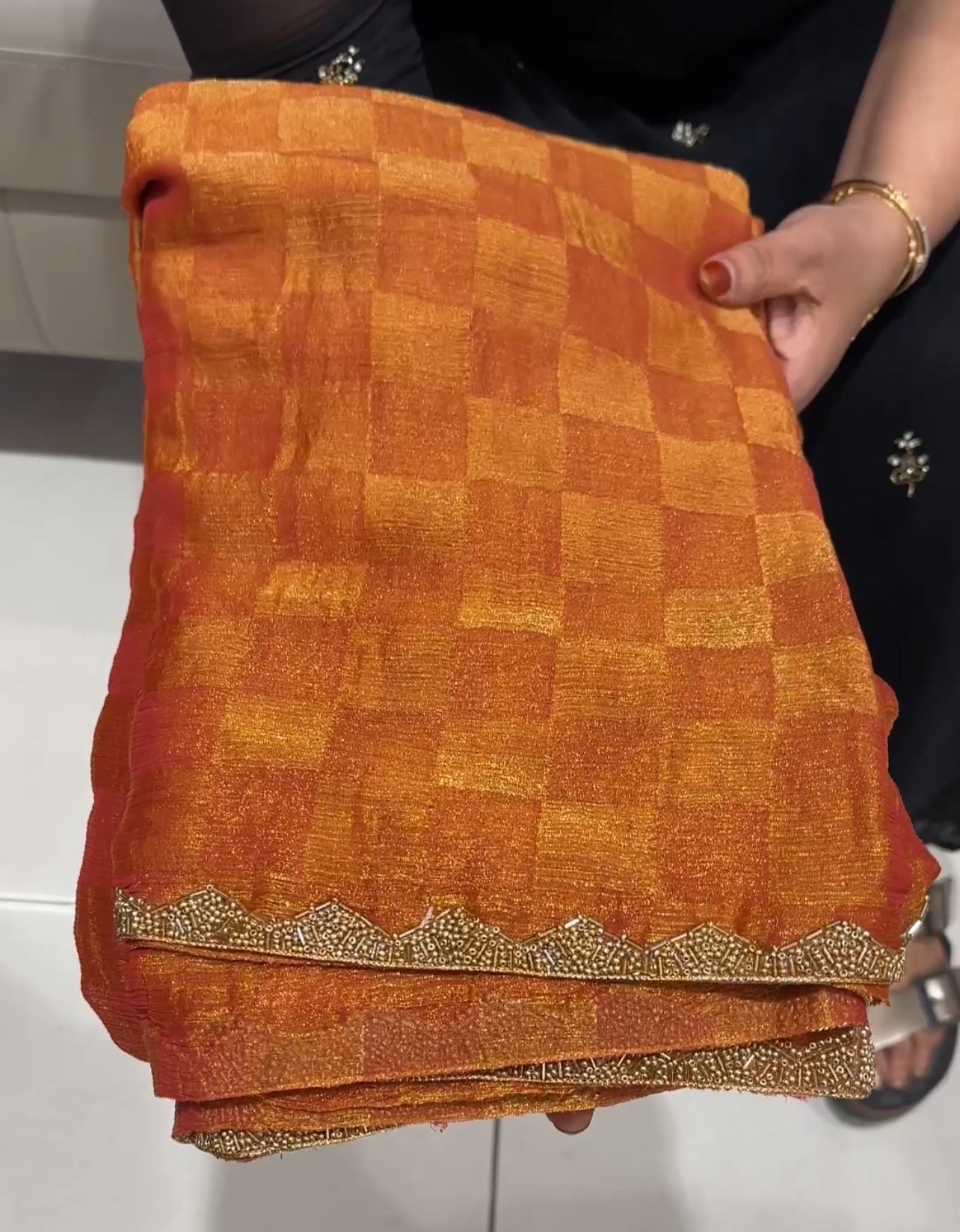 HAND WORKED GEORGETTE SAREES - IHA 24349