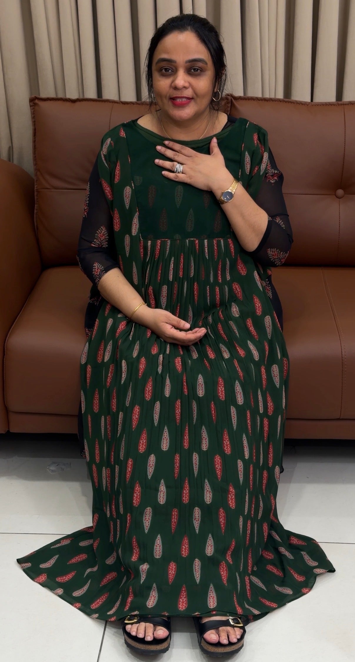 IHA'S IN-HOUSE PRINTED GEORGETTE ALINE TOPS - IHA 34728