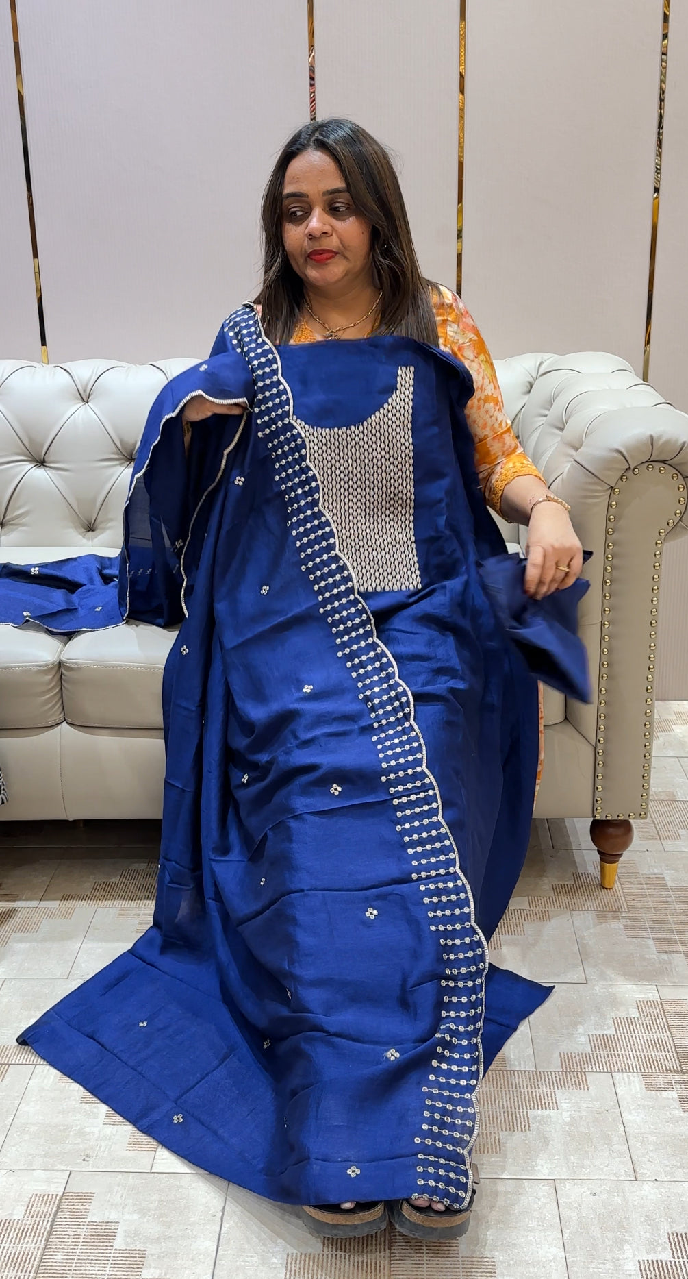 SEMI RAW SILK UNSTITCHED SALWAR SUITS - IHA 22190
