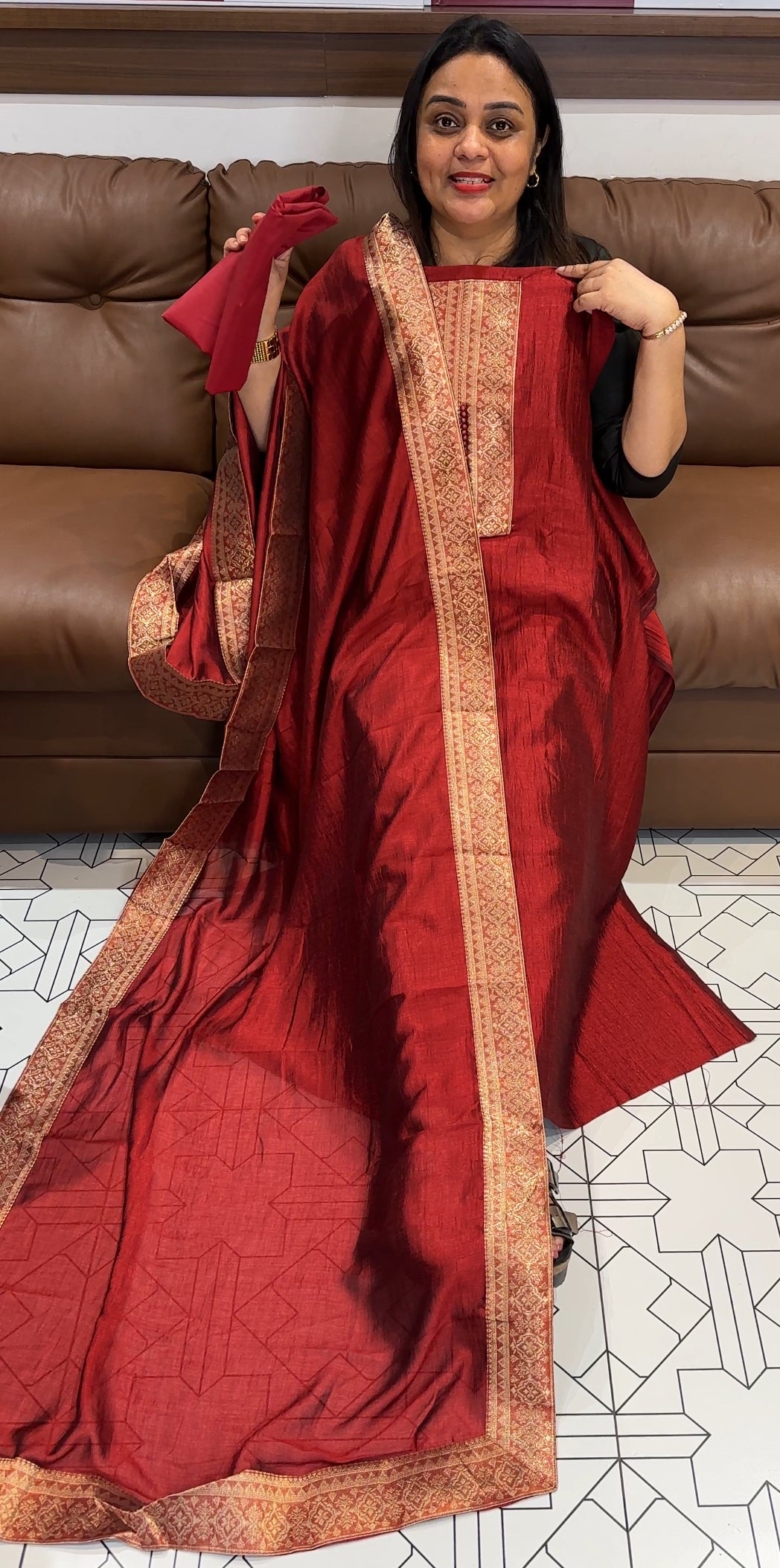 SEMI RAW SILK UNSTITCHED SALWAR SUITS - IHA 22051