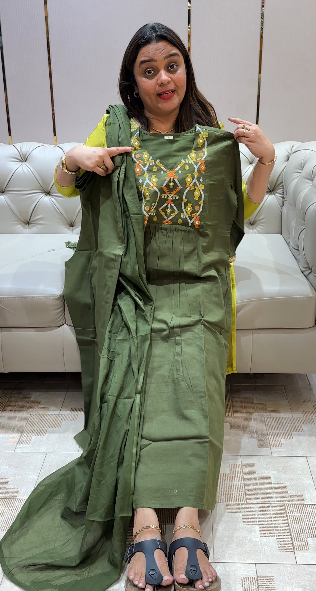 COTTON TOP, BOTTOM AND DUPATTA - IHA 22584