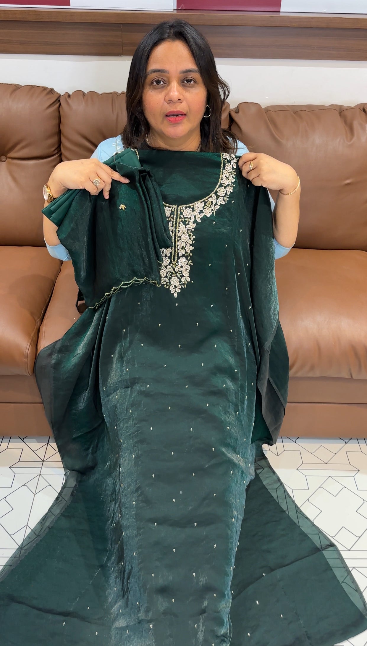 VELVET ORGANZA UNSTITCHED SALWAR SUITS - IHA 27304