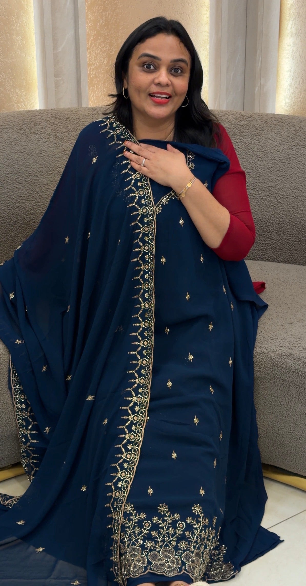 HANDWORKED UNSTITCHED SALWAR SUITS - IHA 33255