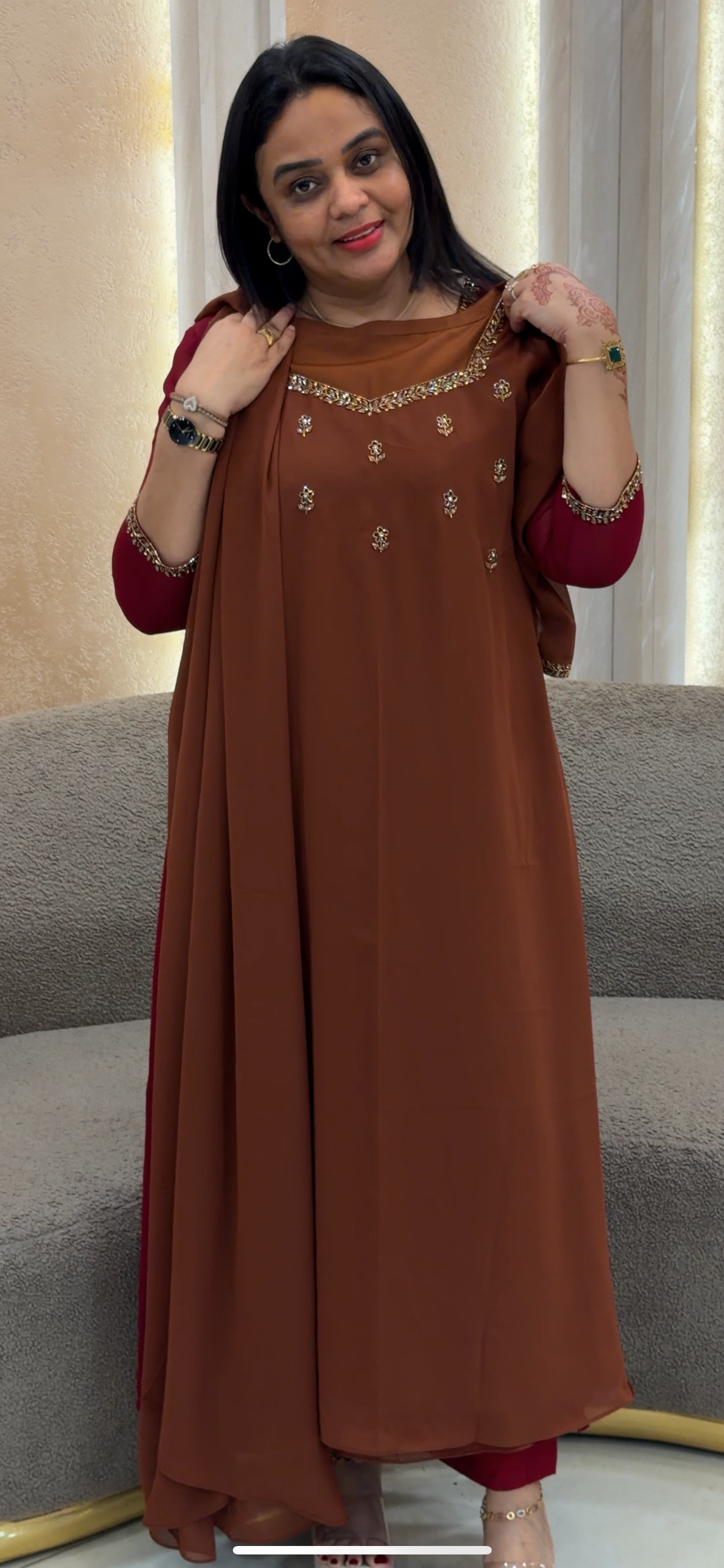 IHA'S IN-HOUSE ALINE TOP AND DUPATTA - IHA 34174