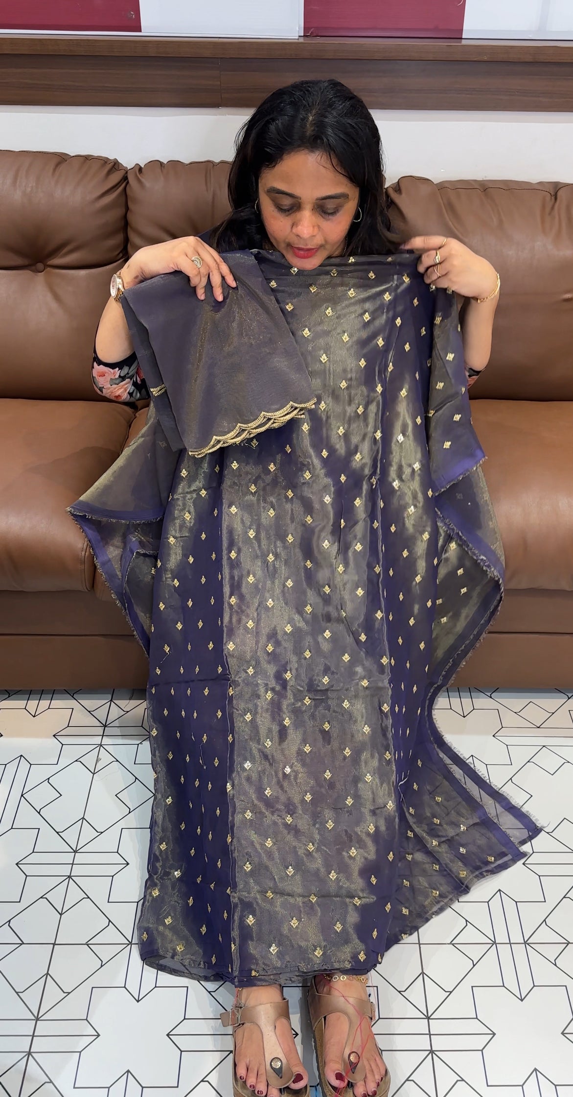 TISSUE UNSTITCHED SALWAR SUITS - IHA 26691