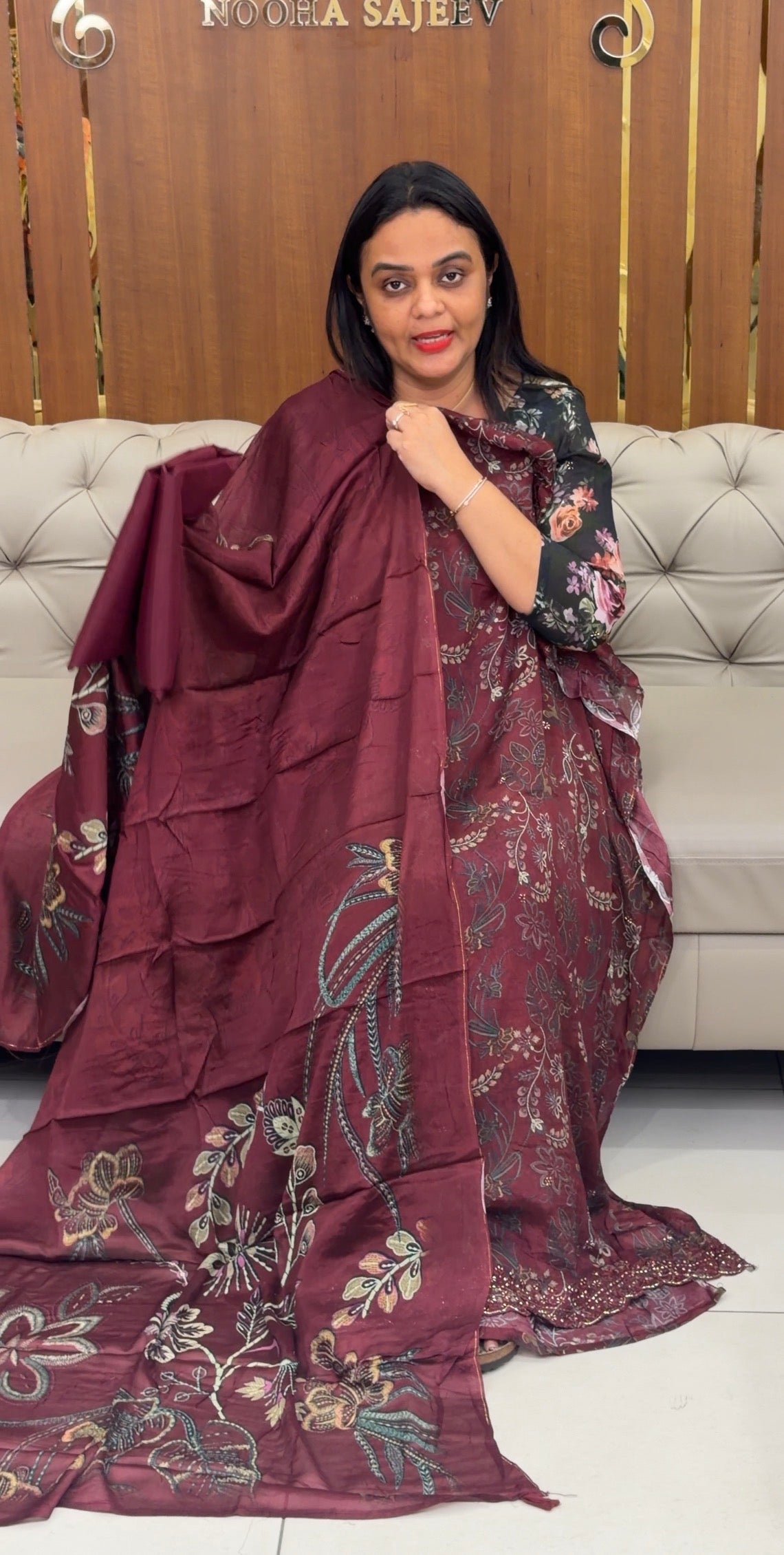 PRINTED CHINON UNSTITCHED SALWAR SUITS - IHA 32385