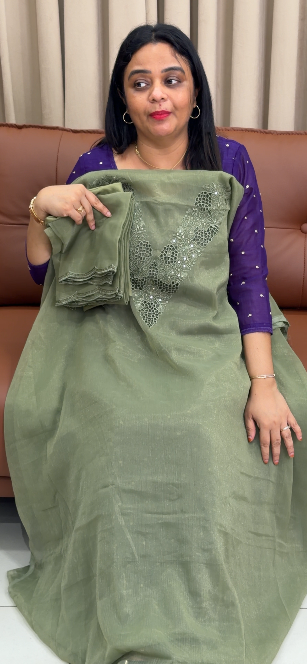 SHIMMER CHIFFON UNSTITCHED SALWAR SUITS - IHA 33896