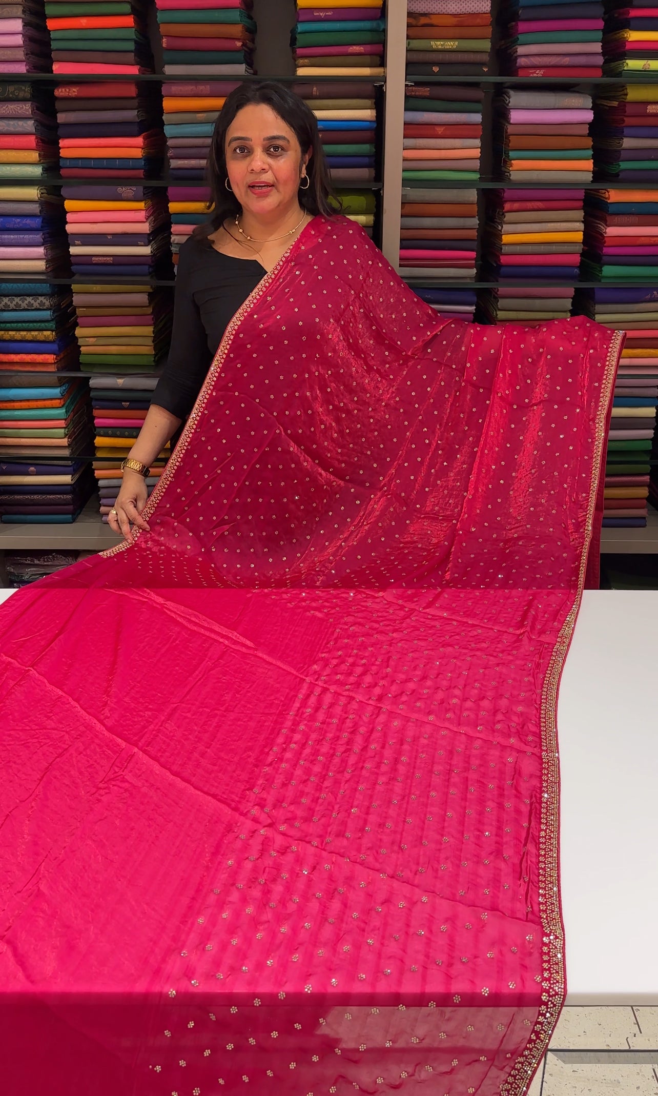 VELVET ORGANZA SAREES - IHA 27120