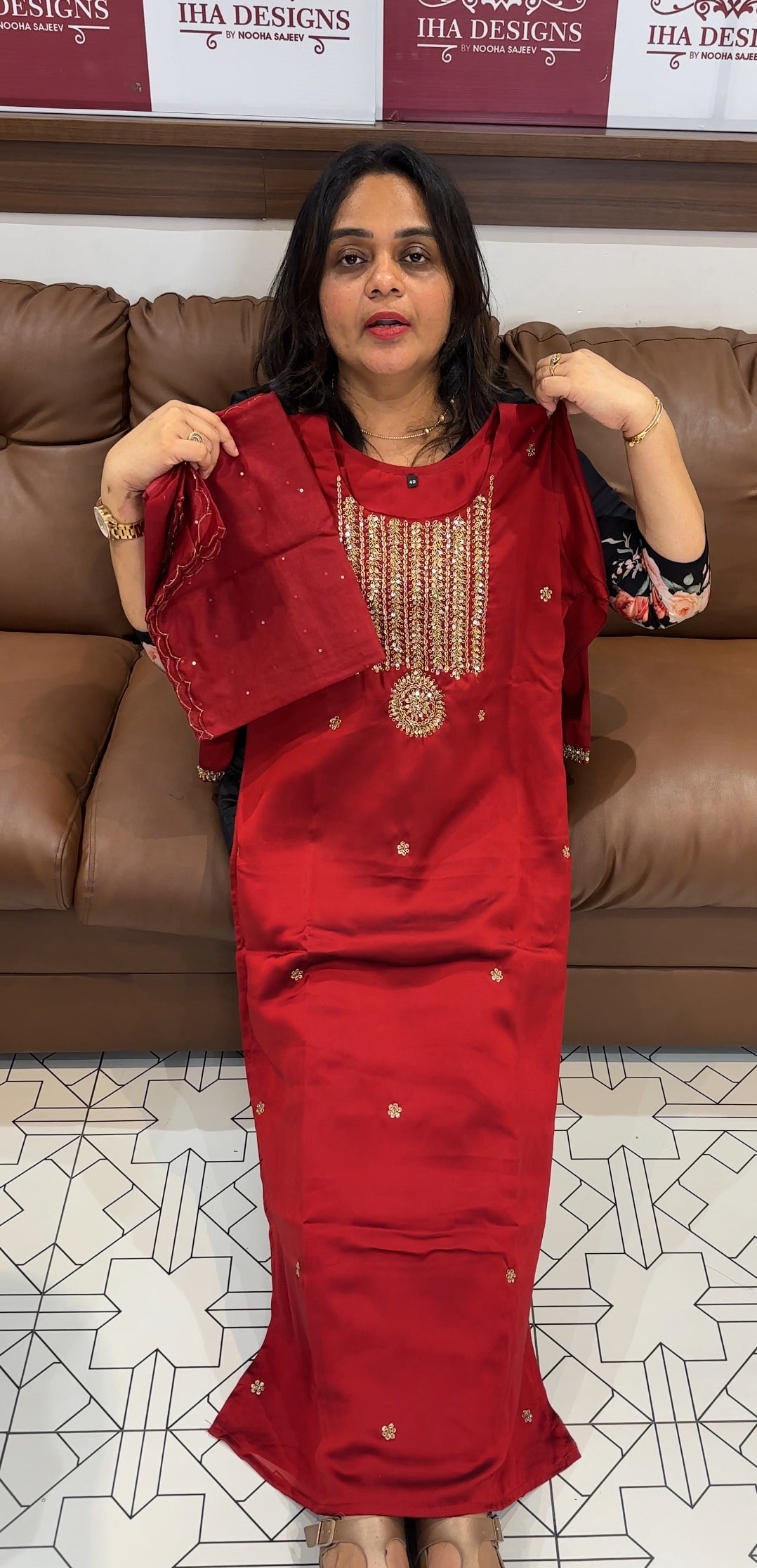 SILKY GEORGETTE TOP,BOTTOM AND DUPATTA - IHA 26689