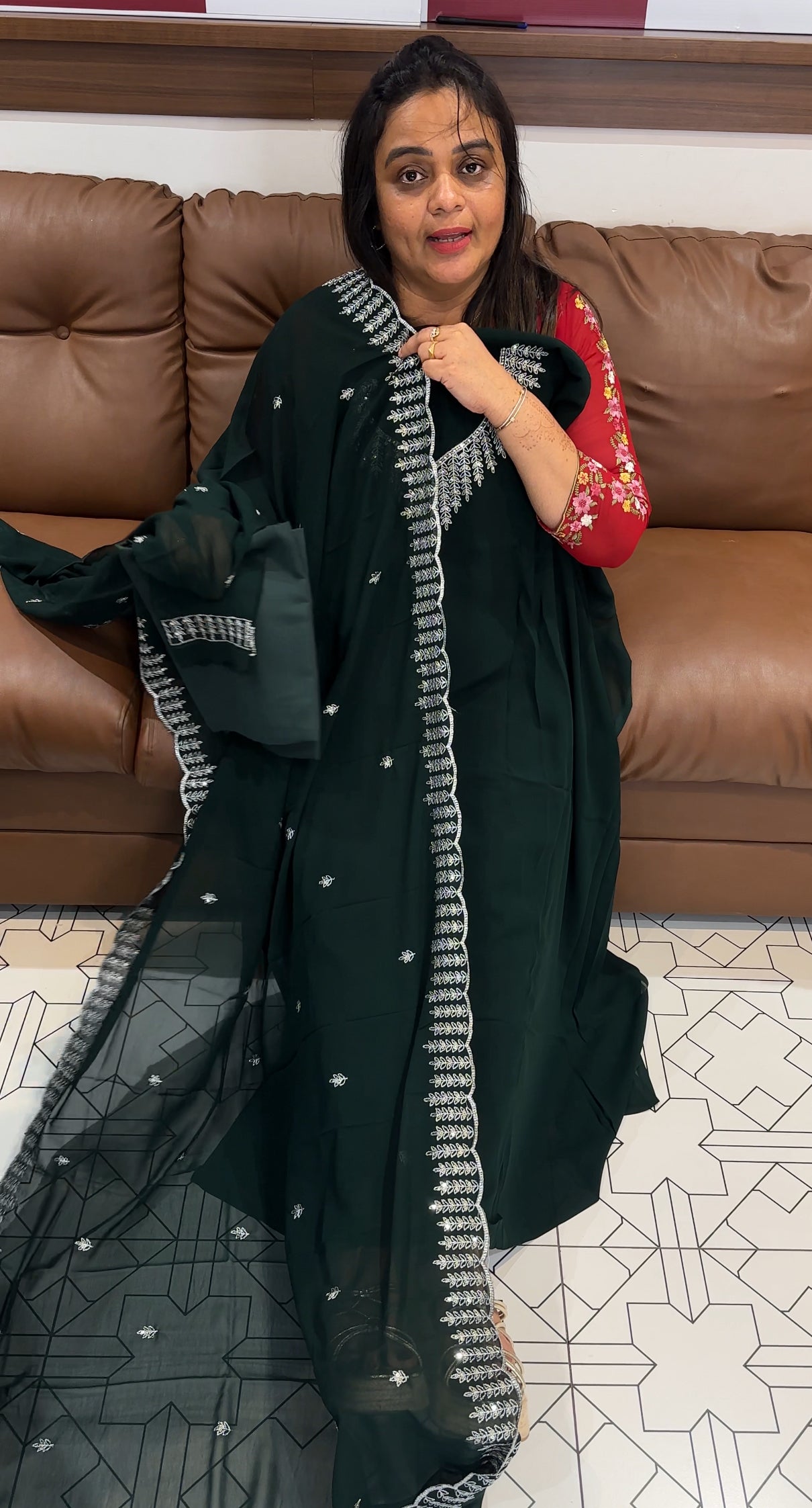 HAND WORKED UNSTITCHED SALWAR SUITS - IHA 27762