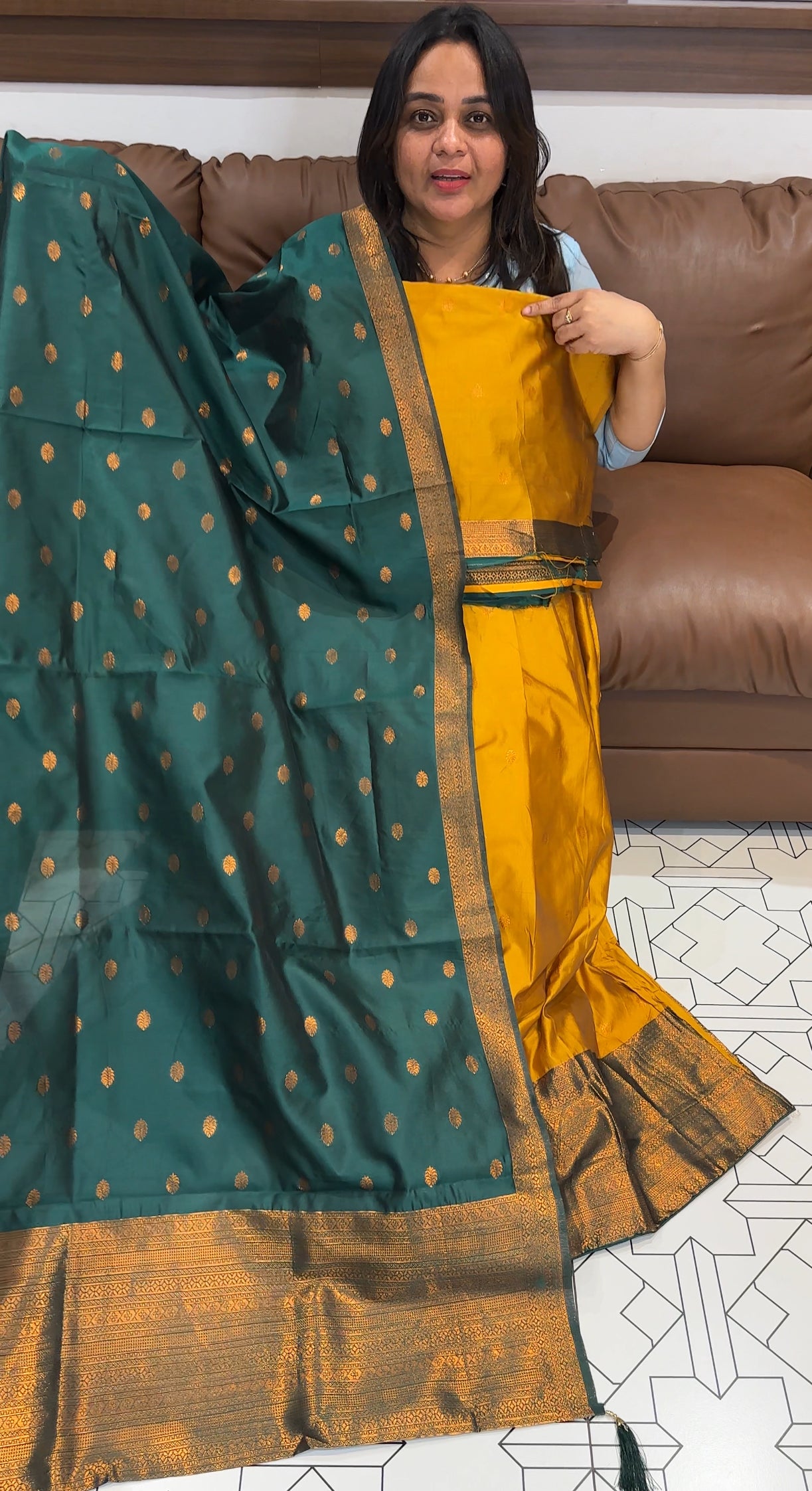SEMI SILK SEMI STITCHED DHAVANI SETS - IHA 27376