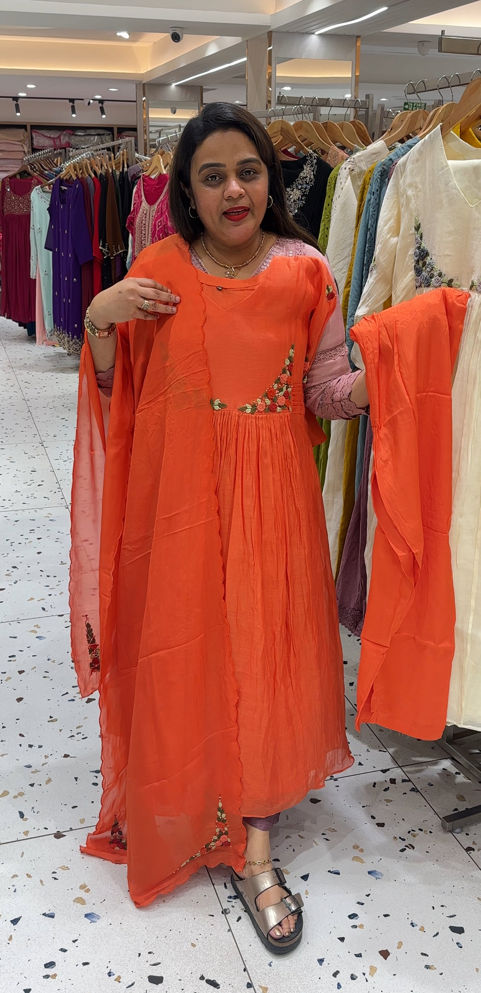 MALAI CHANDERI TOP,BOTTOM AND DUPATTA - IHA 23563