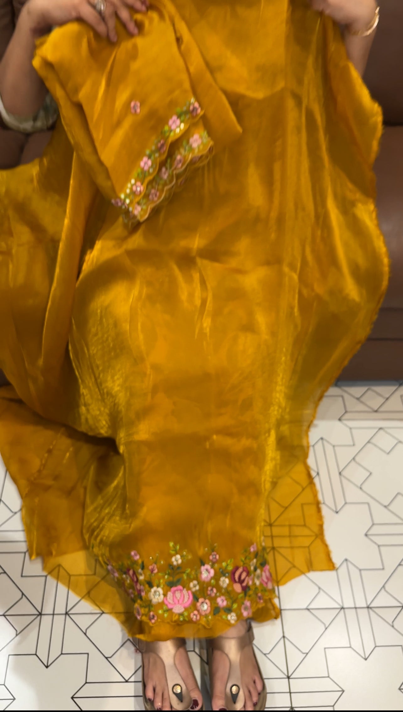 VELVET ORGANZA UNSTITCHED SALWAR SUITS - IHA 26346