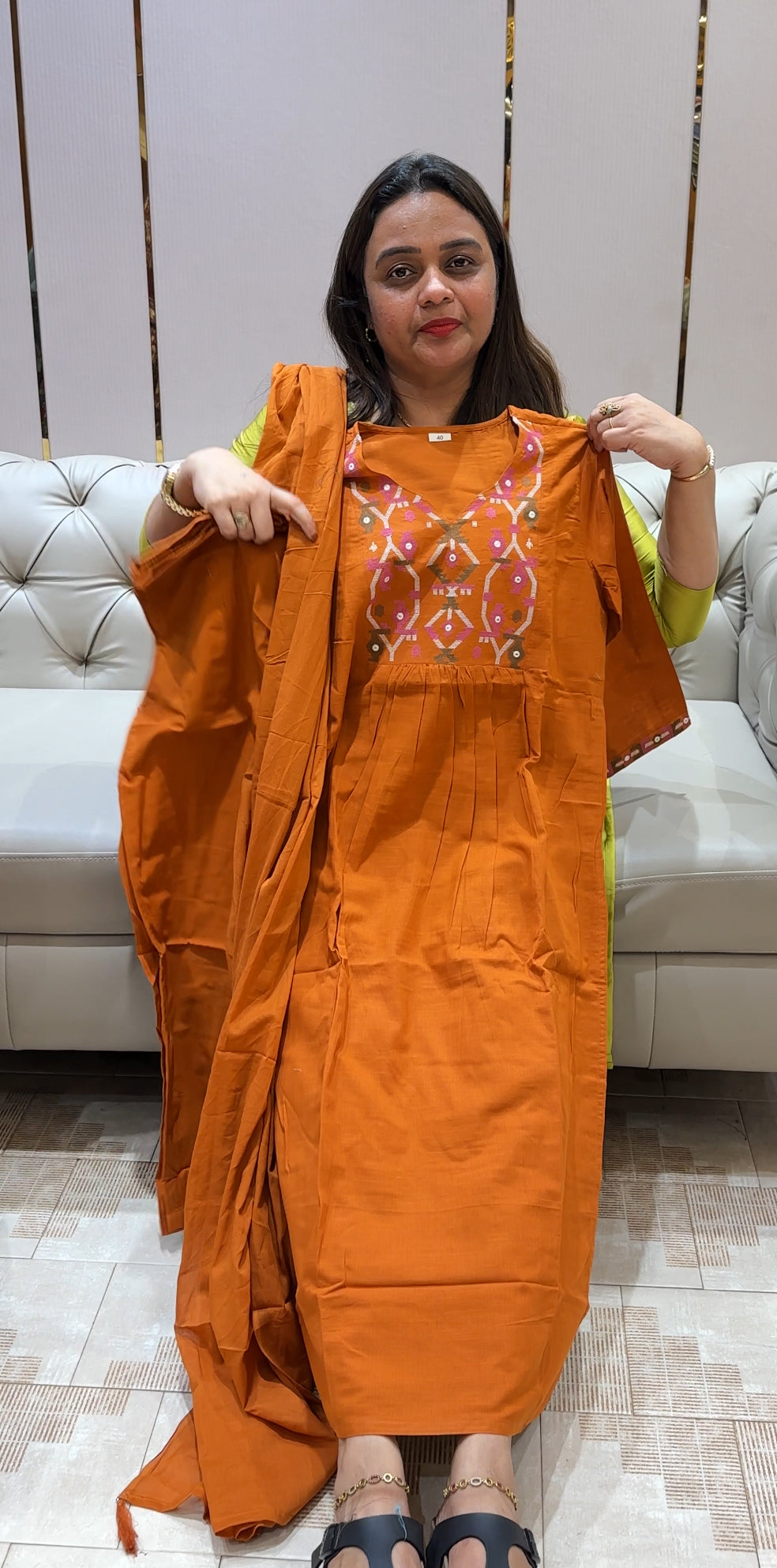COTTON TOP, BOTTOM AND DUPATTA - IHA 22584