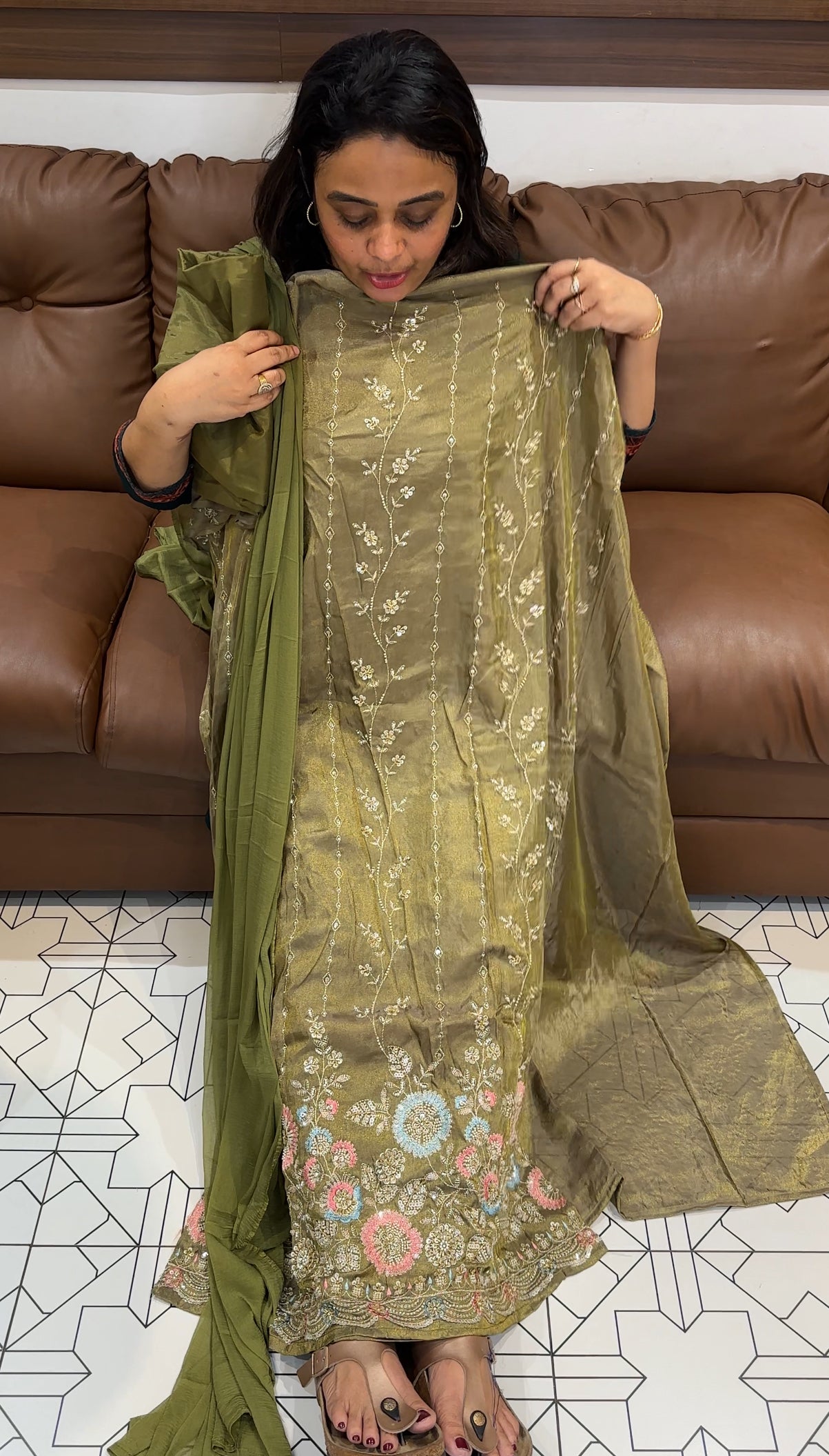 TISSUE UNSTITCHED SALWAR SUITS - IHA 26259