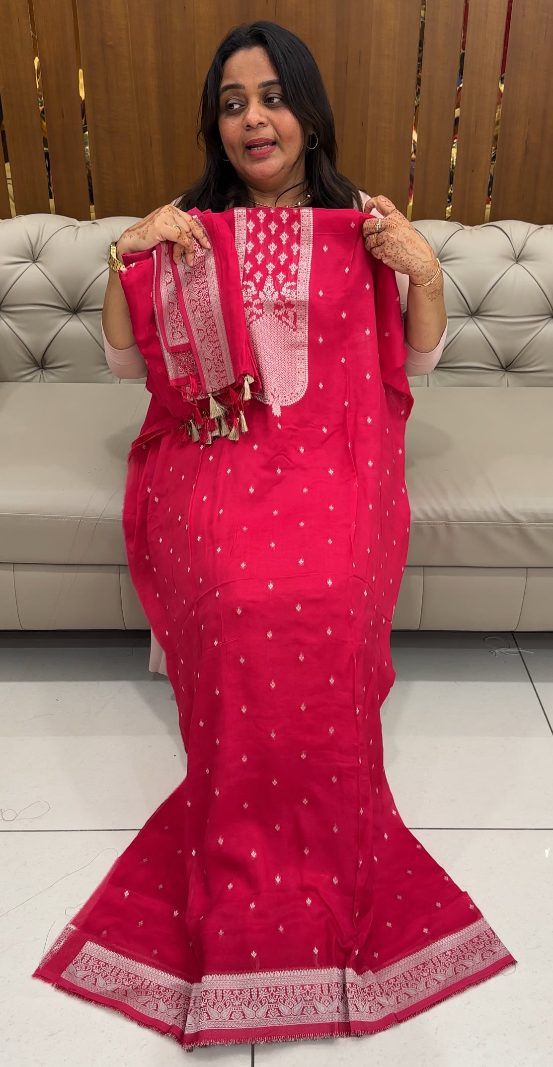 VISCOSE ORGANZA UNSTITCHED SALWAR SUITS - IHA 27479