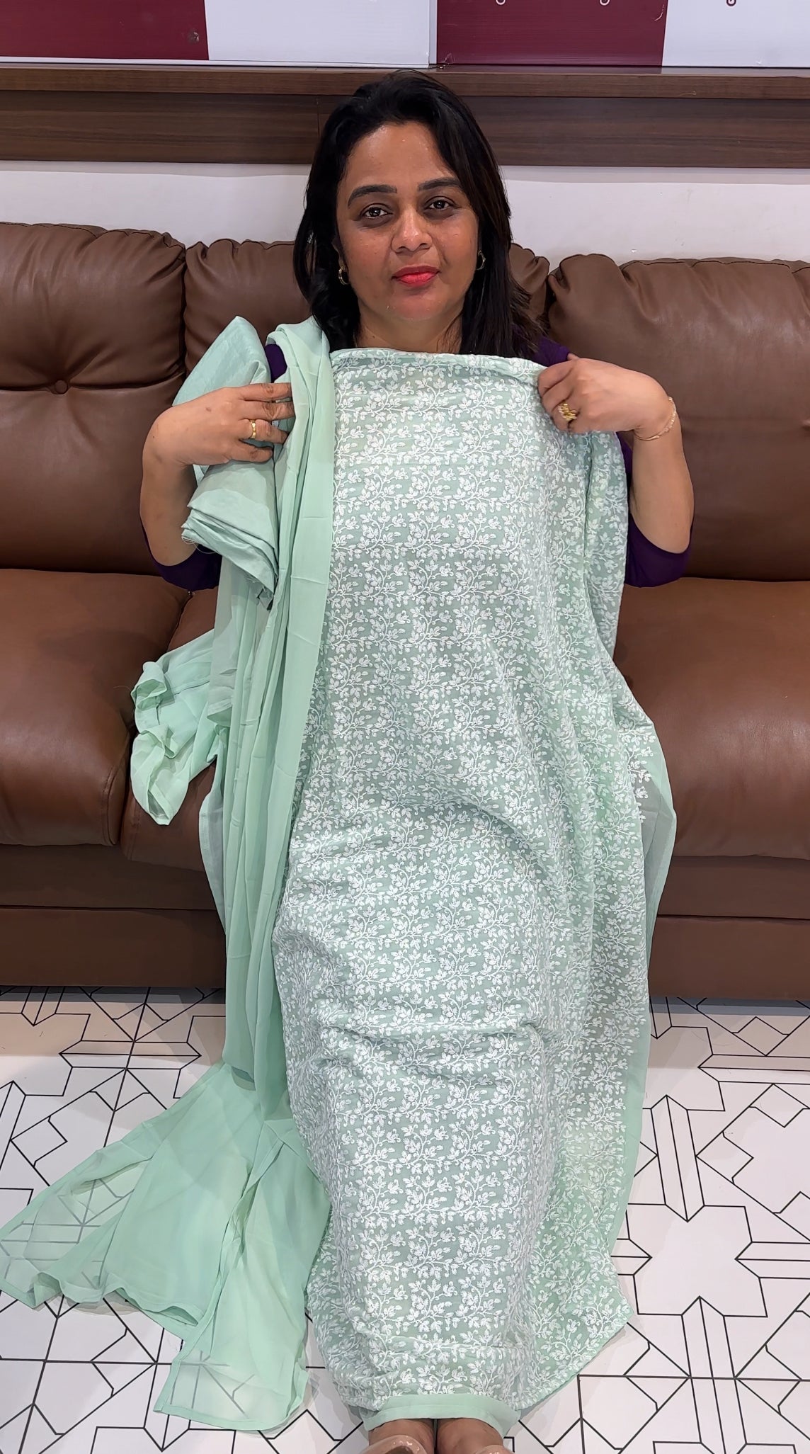 CHIKANKARI UNSTITCHED SALWAR SUITS - IHA 25664