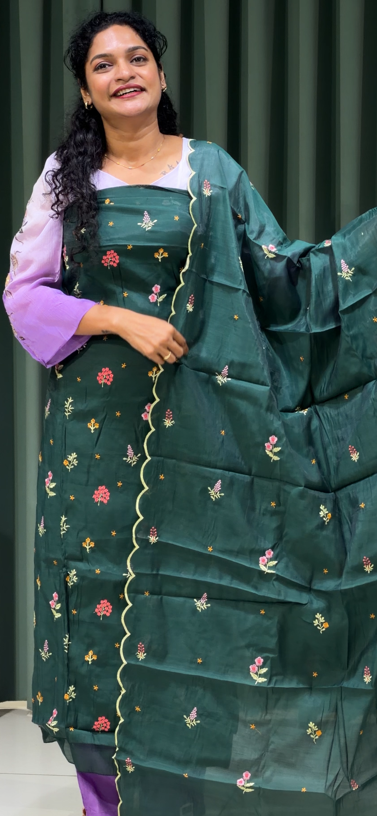 MALAI CHANDERI UNSTITCHED SALWAR SUITS - IHA 33410