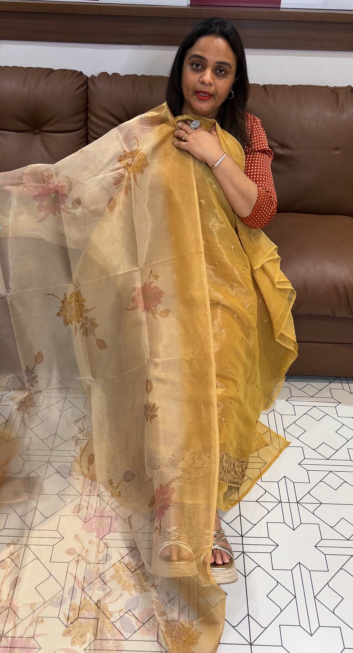 TISSUE UNSTITCHED SALWAR SUITS - IHA 22822