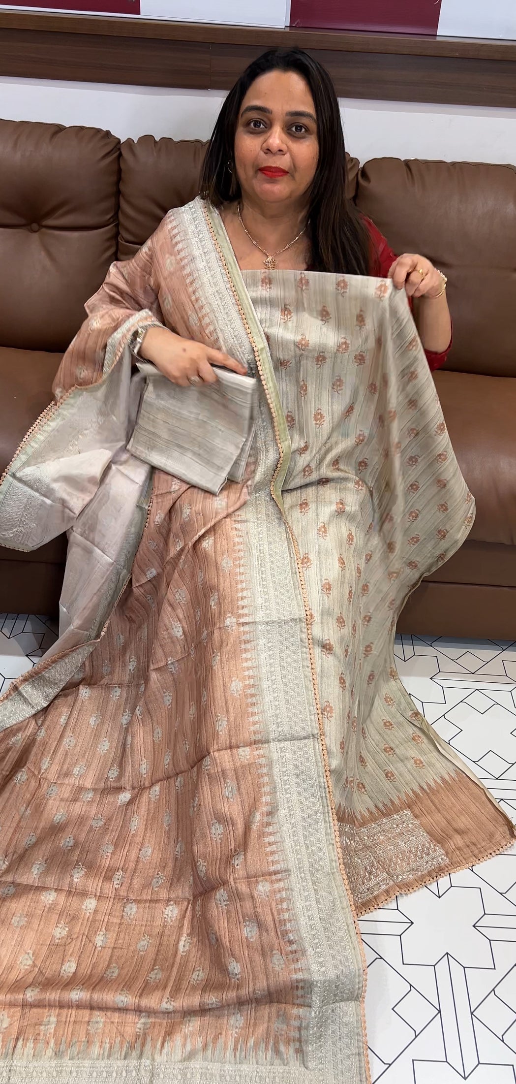 SEMI TUSSUR UNSTITCHED SALWAR SUITS - IHA 22746