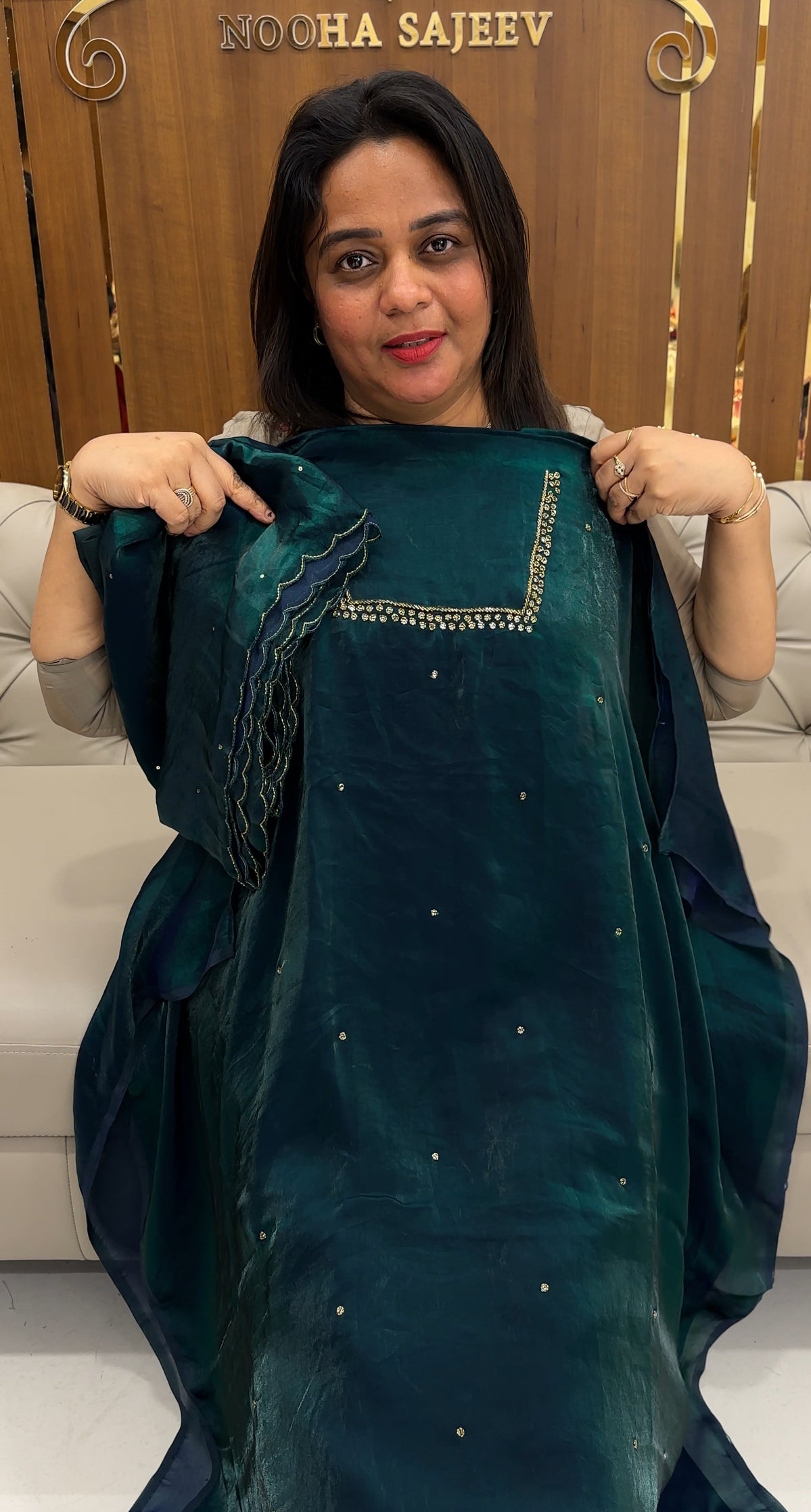 VELVET ORGANZA UNSTITCHED SALWAR SUITS - IHA 25850