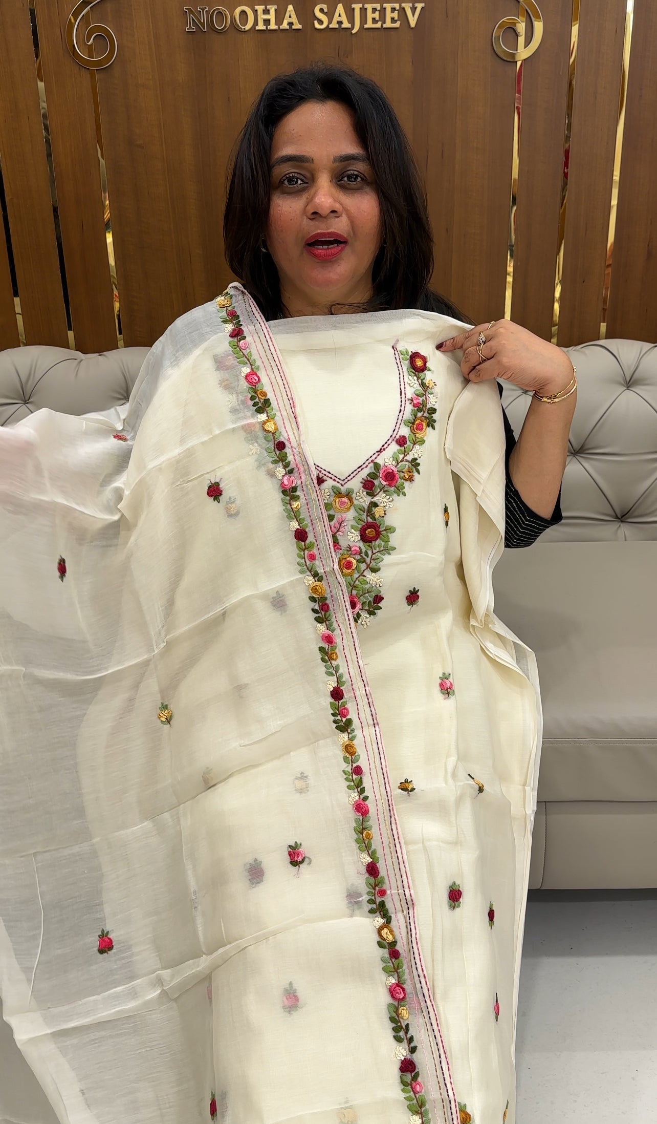 MALAI CHANDERI UNSTITCHED SALWAR SUITS - IHA 25907