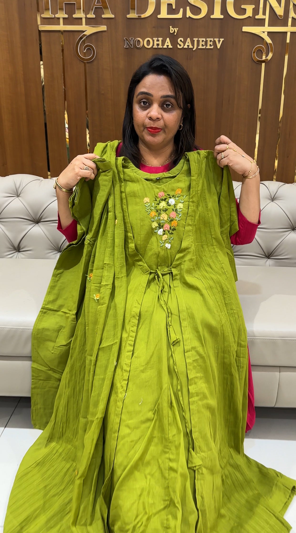 MULMUL COTTON JACKET TOP,BOTTOM AND DUPATTA - IHA 24630