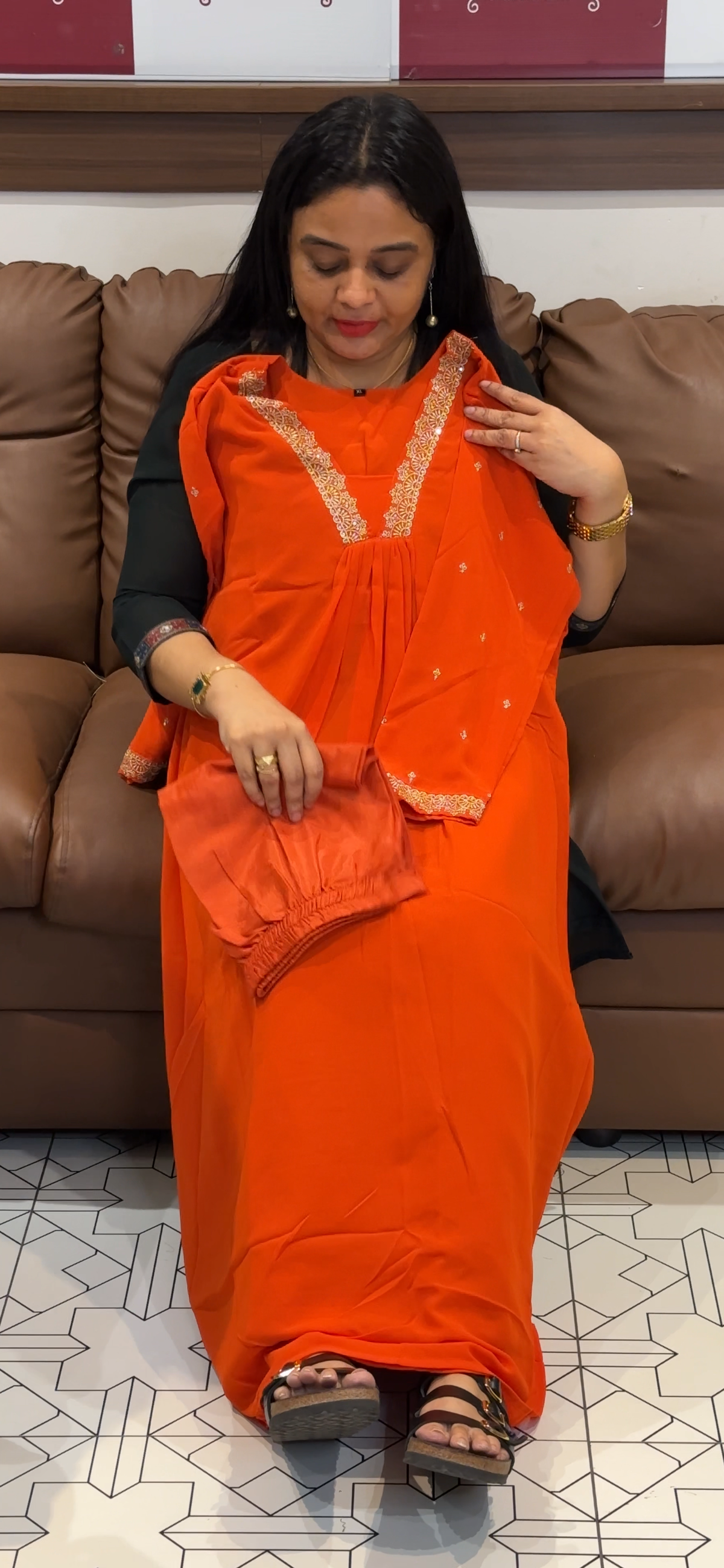 GEORGETTE TOP, BOTTOM AND DUPATTA - IHA 35612