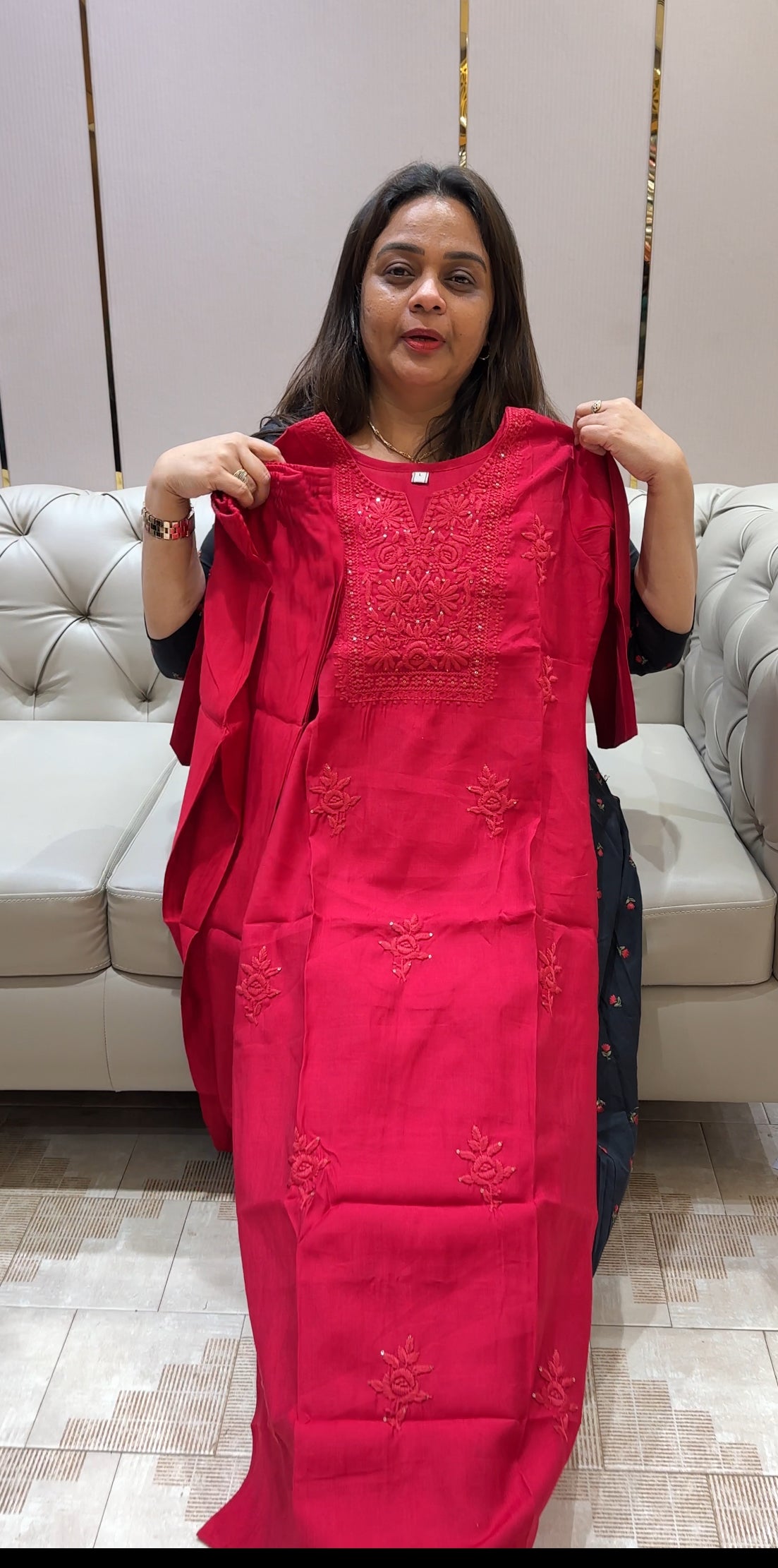 FORWARD LUCKNOWI CHIKANKARI SLITTED TOP AND BOTTOM - IHA 21644