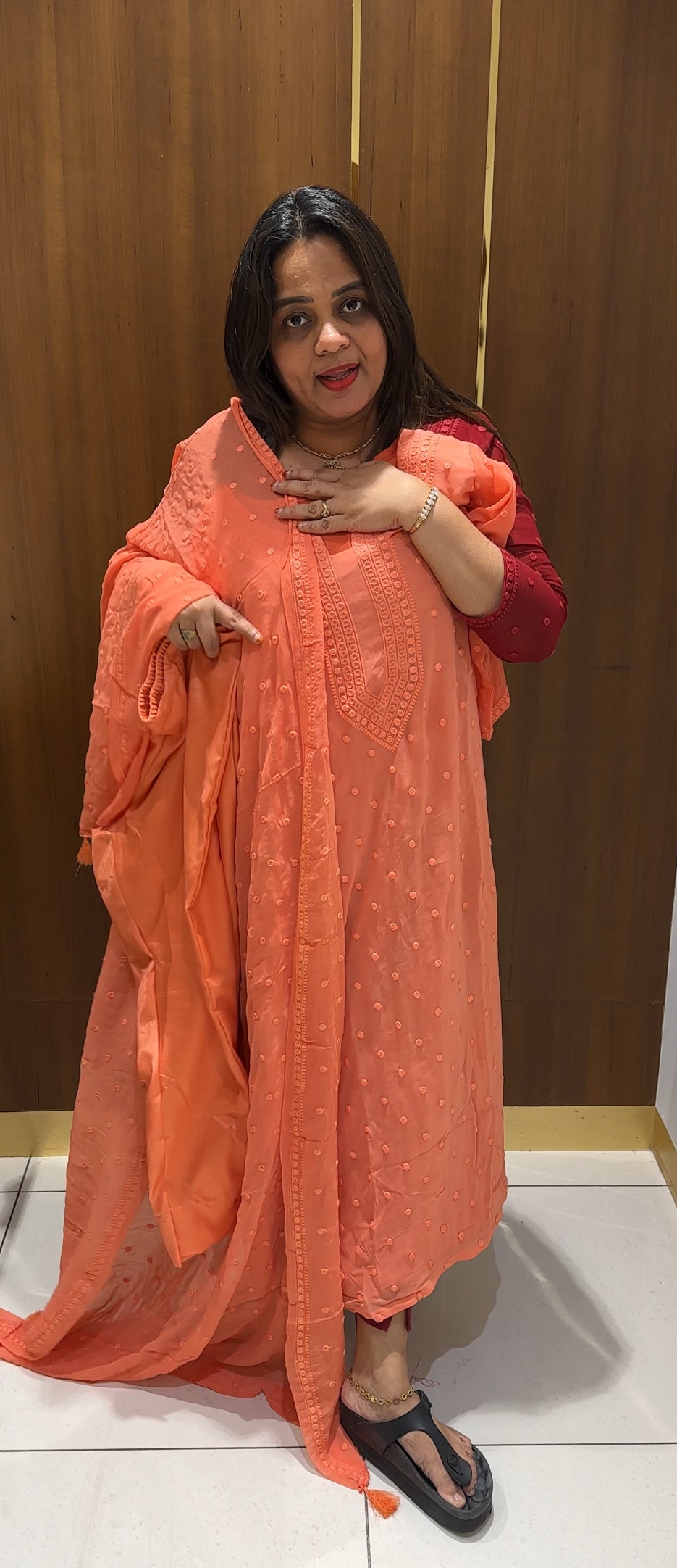 LUCKNOWI CHIKAMKARI TOP,BOTTOM AND DUPATTA - IHA 22779